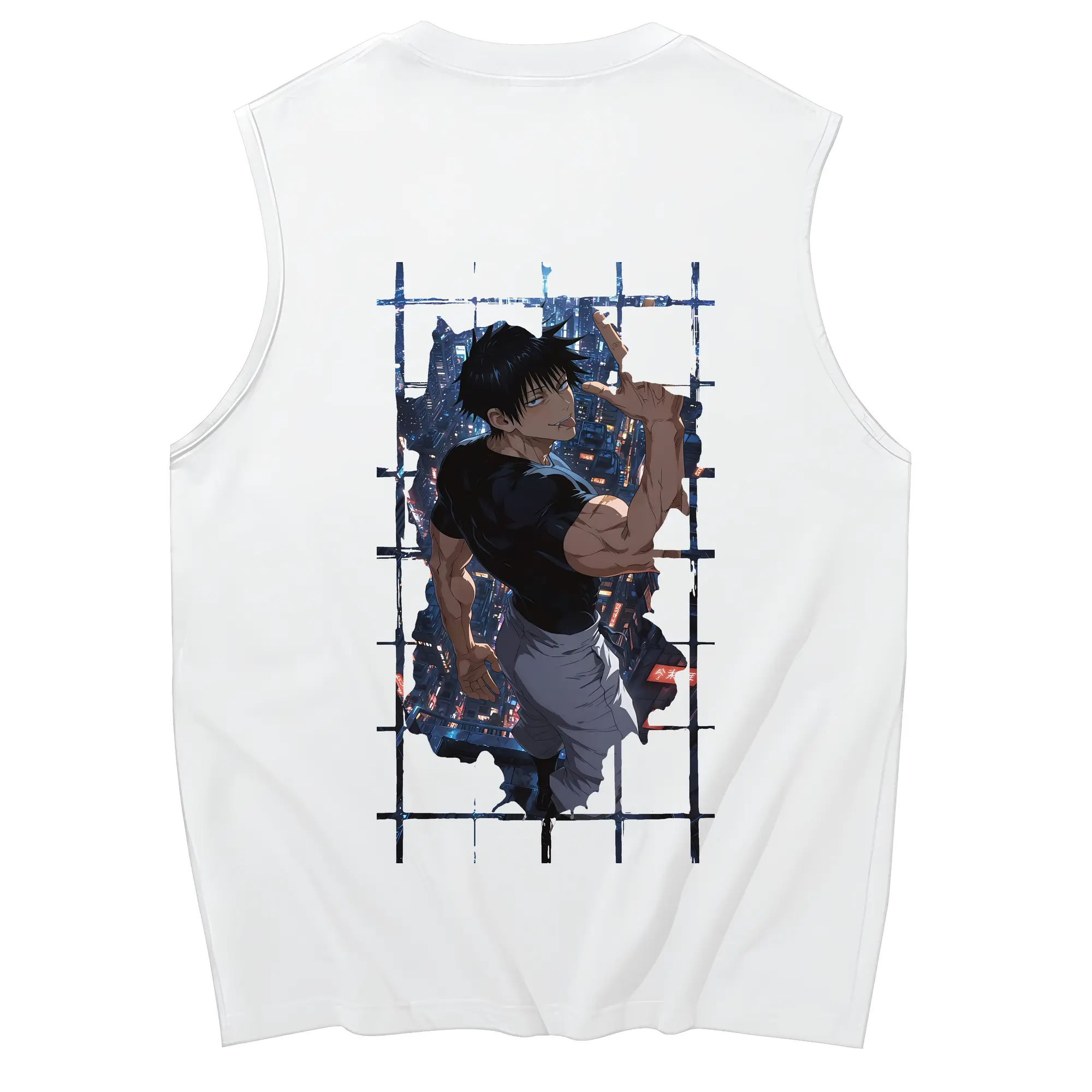 呪術廻戦 グッズ,伏黒 甚爾 - コットン100％ タンクトップ ・ 背面プリント ・ タイトシルエット ・ 快適 通気性 ・ スポーツ カジュアル 散歩用