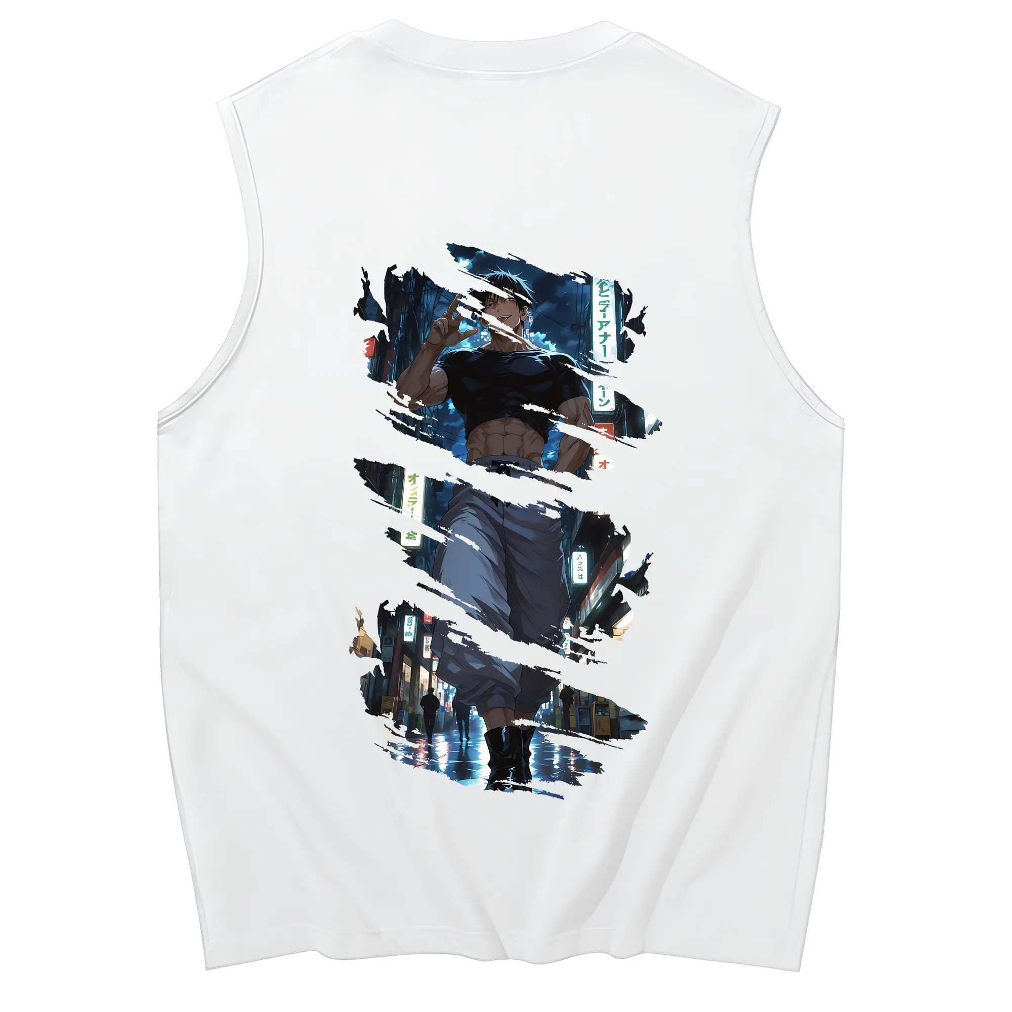 呪術廻戦 グッズ,伏黒 甚爾 - コットン100％ タンクトップ ・ 背面プリント ・ タイトシルエット ・ 快適 通気性 ・ スポーツ カジュアル 散歩用