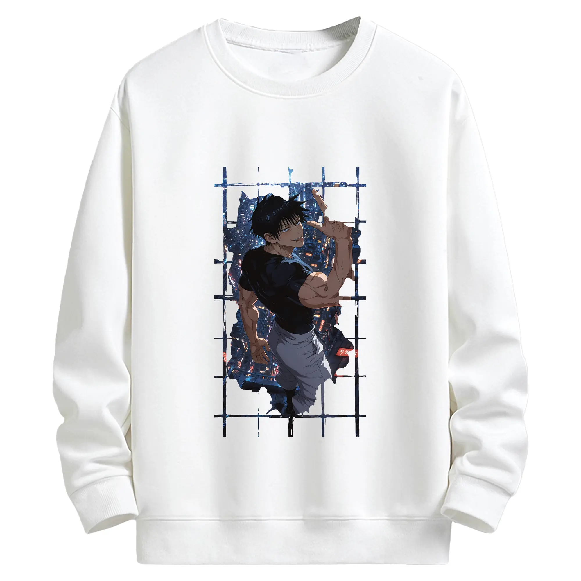 呪術廻戦 グッズ,伏黒 甚爾 - 高品質 クルーネック スウェット ・ コットン59％ ポリエステル41％ ・ ユニセックス 長袖 トレーナー ・ カジュアル デイリー スポーツ 散歩用