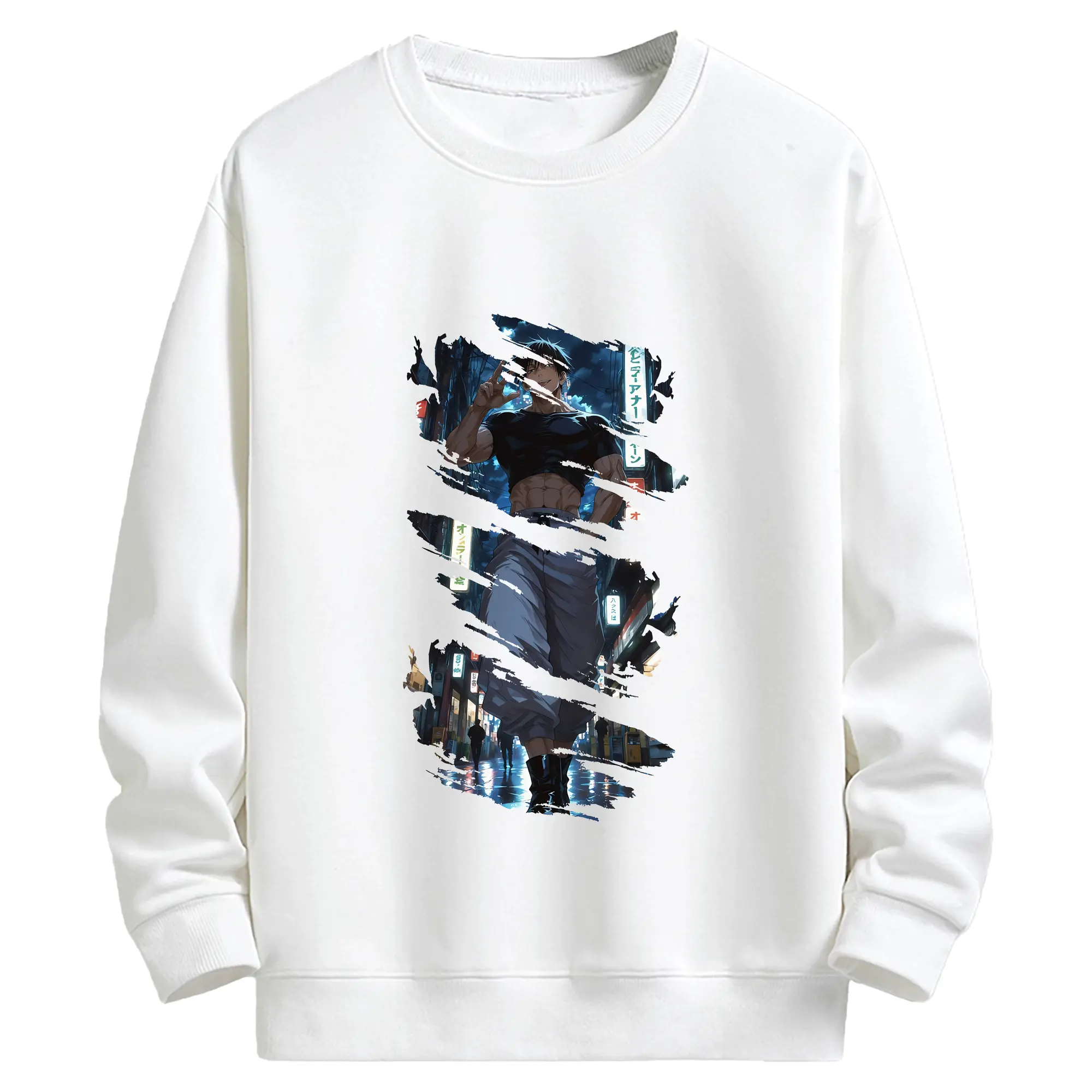 呪術廻戦 グッズ,伏黒 甚爾 - 高品質 クルーネック スウェット ・ コットン59％ ポリエステル41％ ・ ユニセックス 長袖 トレーナー ・ カジュアル デイリー スポーツ 散歩用