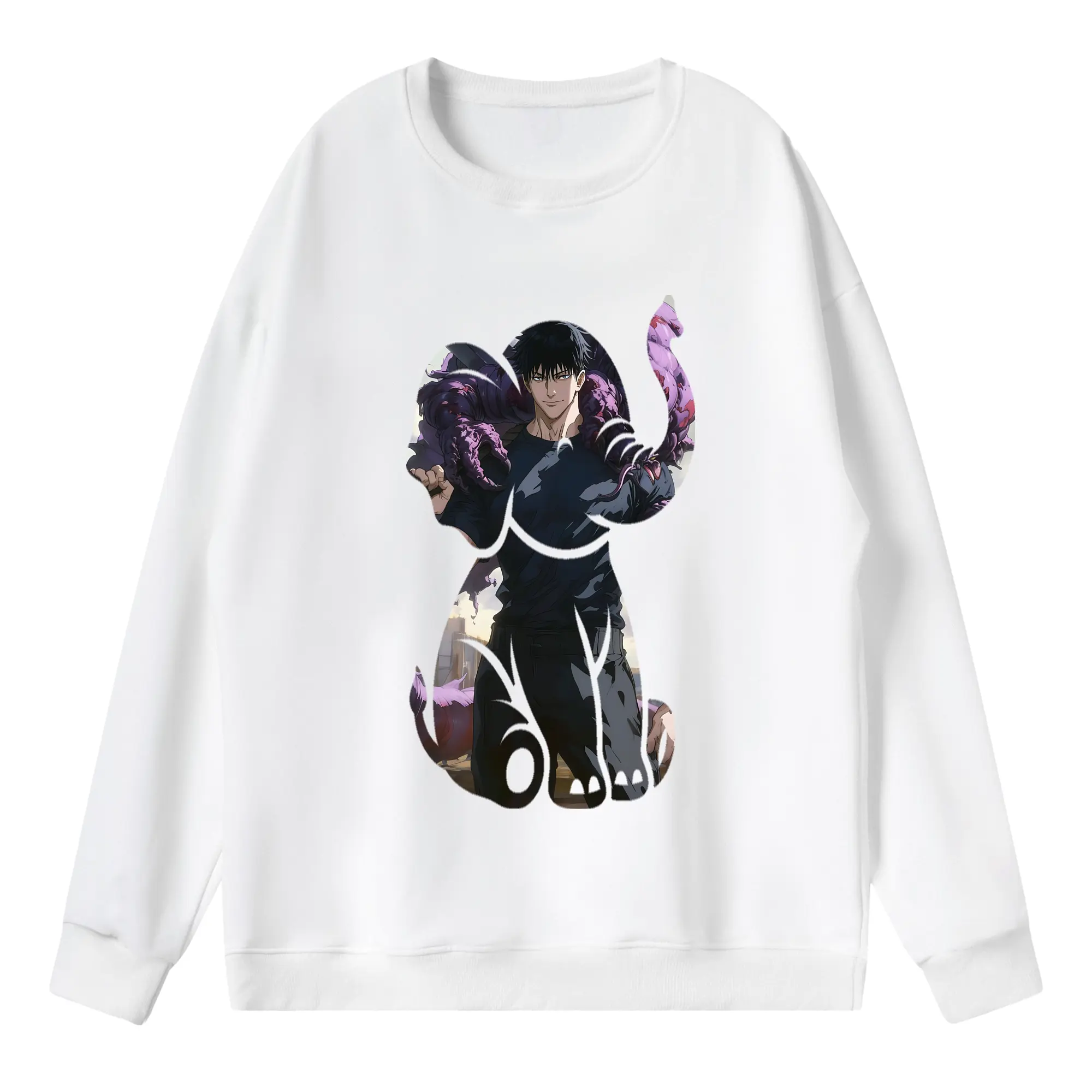 呪術廻戦 グッズ,伏黒 甚爾 - 薄手 クルーネック スウェット 裏毛260g · ポリエステル 春秋向け カジュアル 男女兼用 · トレーナー デイリー スポーツ 散歩に最適