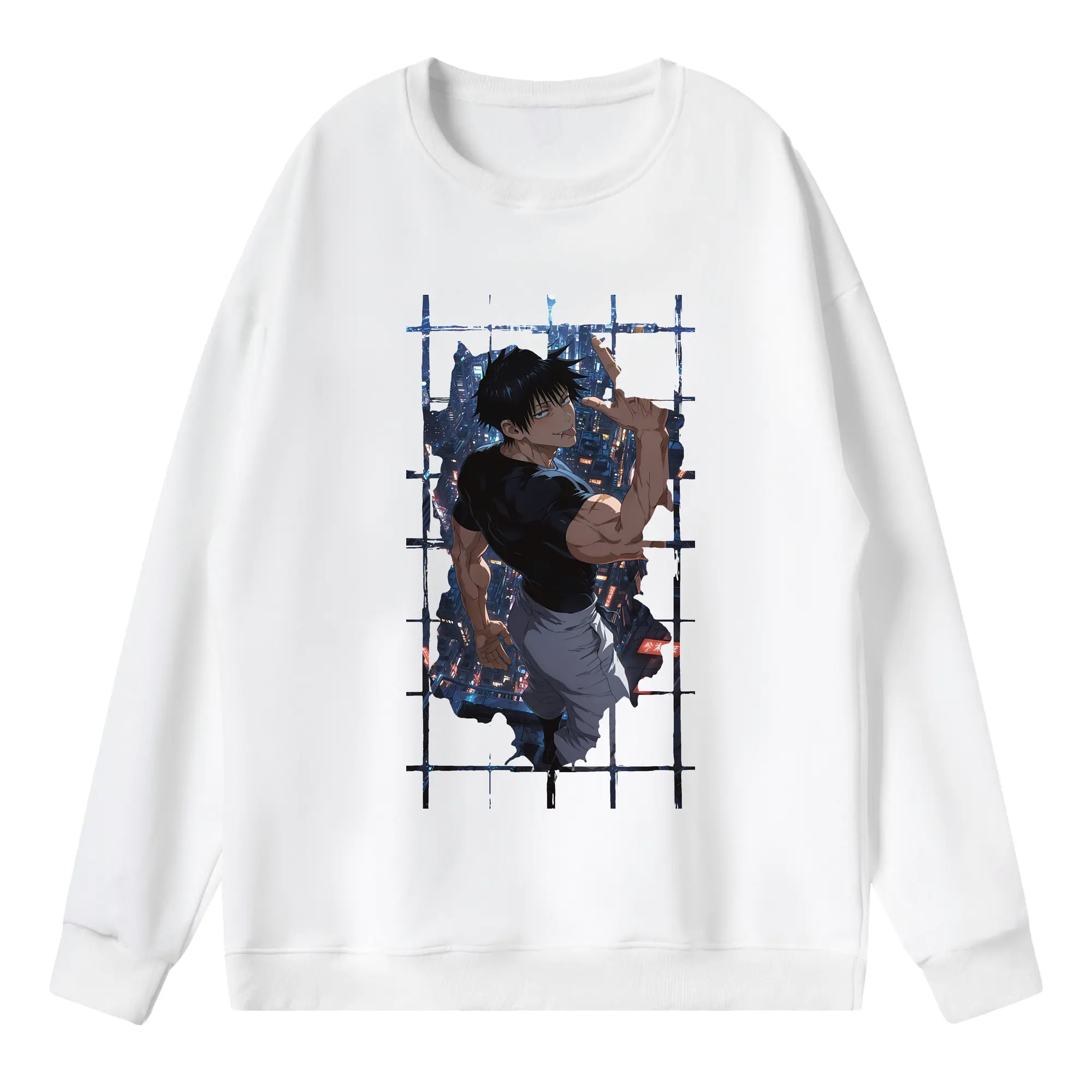 呪術廻戦 グッズ,伏黒 甚爾 - 薄手 クルーネック スウェット 裏毛260g · ポリエステル 春秋向け カジュアル 男女兼用 · トレーナー デイリー スポーツ 散歩に最適