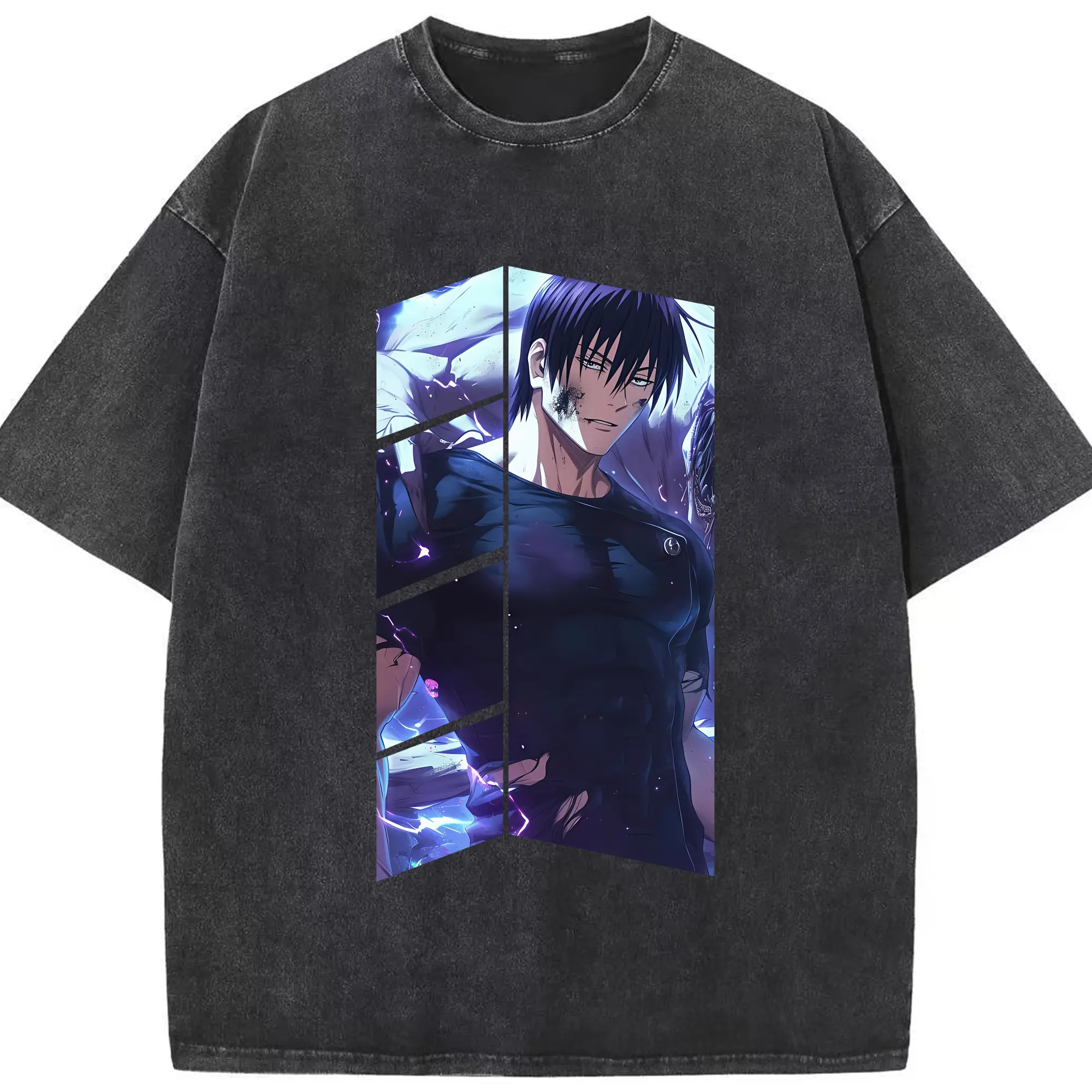 呪術廻戦 グッズ,伏黒 甚爾 - 綿100％ ヴィンテージ風 半袖Tシャツ ・ フロントプリント ・ 柔らか肌触り ・ 通気性 快適 ・ スポーツ カジュアル 外出用