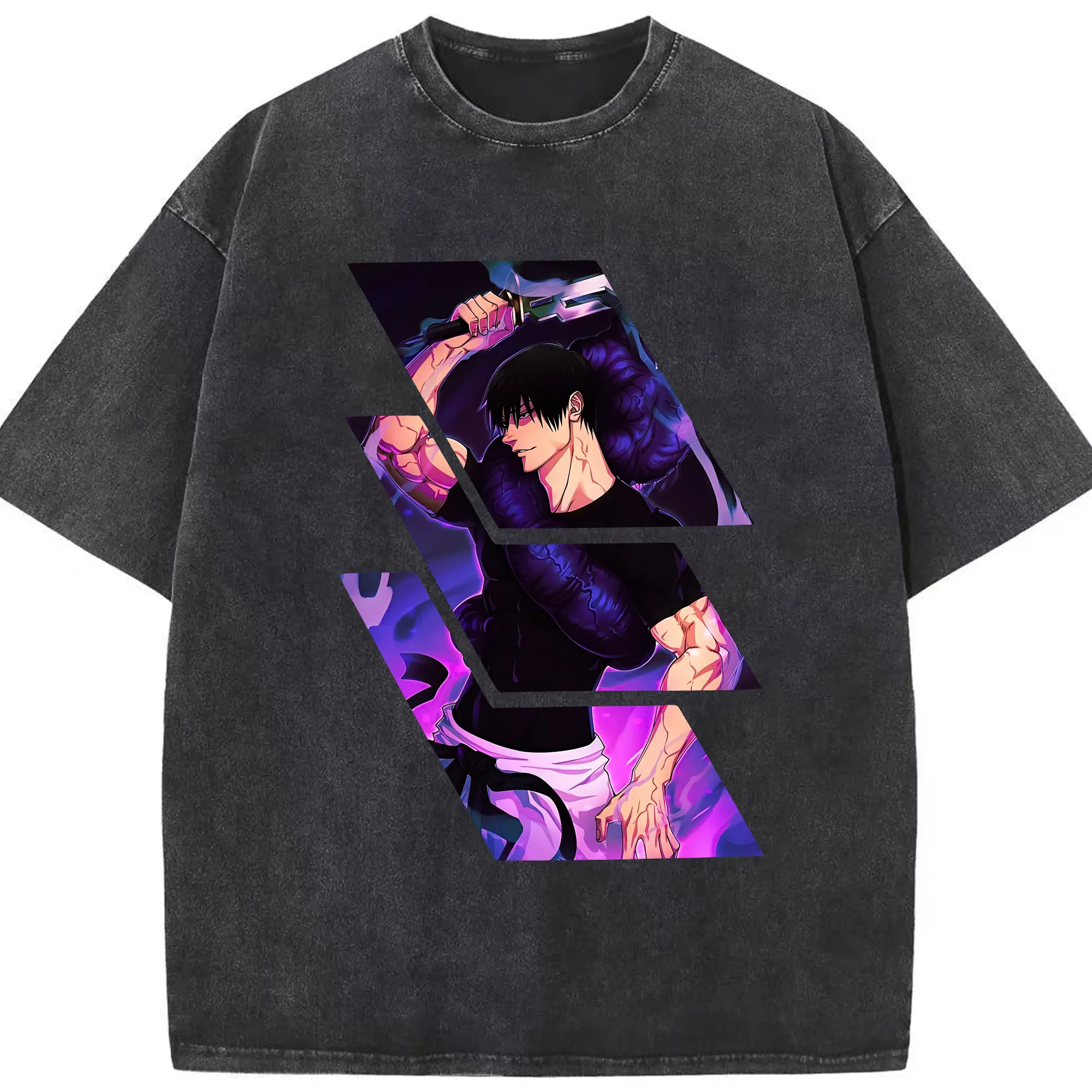 呪術廻戦 グッズ,伏黒 甚爾 - 綿100％ ヴィンテージ風 半袖Tシャツ ・ フロントプリント ・ 柔らか肌触り ・ 通気性 快適 ・ スポーツ カジュアル 外出用