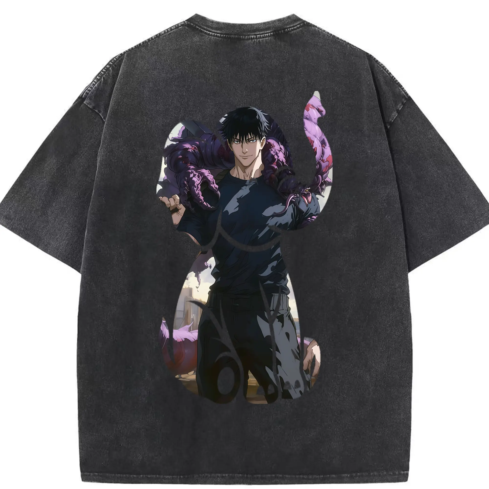 呪術廻戦 グッズ,伏黒 甚爾 - 綿100％ ヴィンテージ風 半袖Tシャツ ・ 背面プリント ・ 柔らか肌触り ・ 通気性 快適 ・ スポーツ カジュアル 外出用