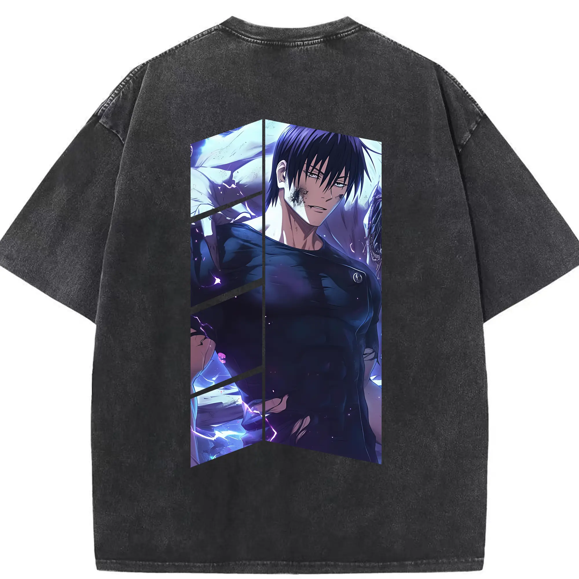 呪術廻戦 グッズ,伏黒 甚爾 - 綿100％ ヴィンテージ風 半袖Tシャツ ・ 背面プリント ・ 柔らか肌触り ・ 通気性 快適 ・ スポーツ カジュアル 外出用