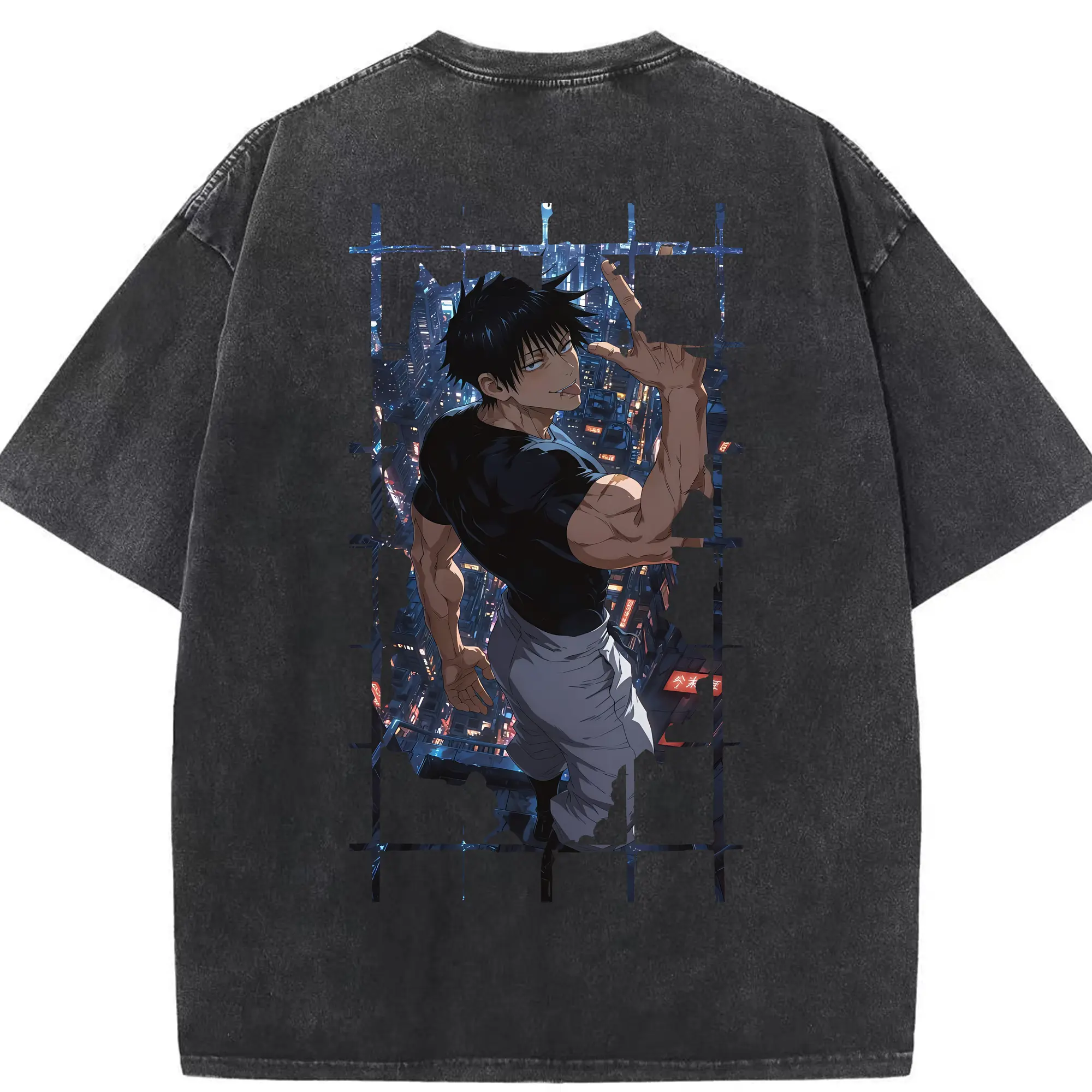 呪術廻戦 グッズ,伏黒 甚爾 - 綿100％ ヴィンテージ風 半袖Tシャツ ・ 背面プリント ・ 柔らか肌触り ・ 通気性 快適 ・ スポーツ カジュアル 外出用