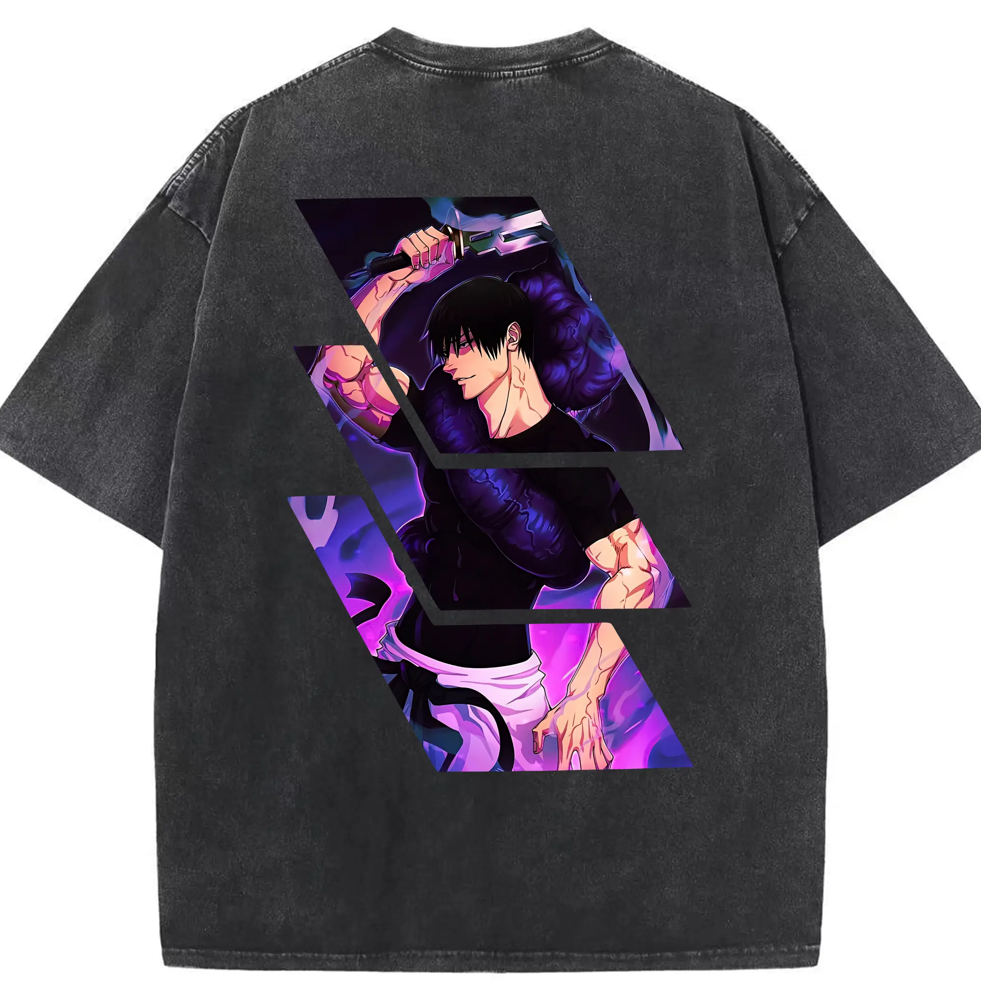 呪術廻戦 グッズ,伏黒 甚爾 - 綿100％ ヴィンテージ風 半袖Tシャツ ・ 背面プリント ・ 柔らか肌触り ・ 通気性 快適 ・ スポーツ カジュアル 外出用