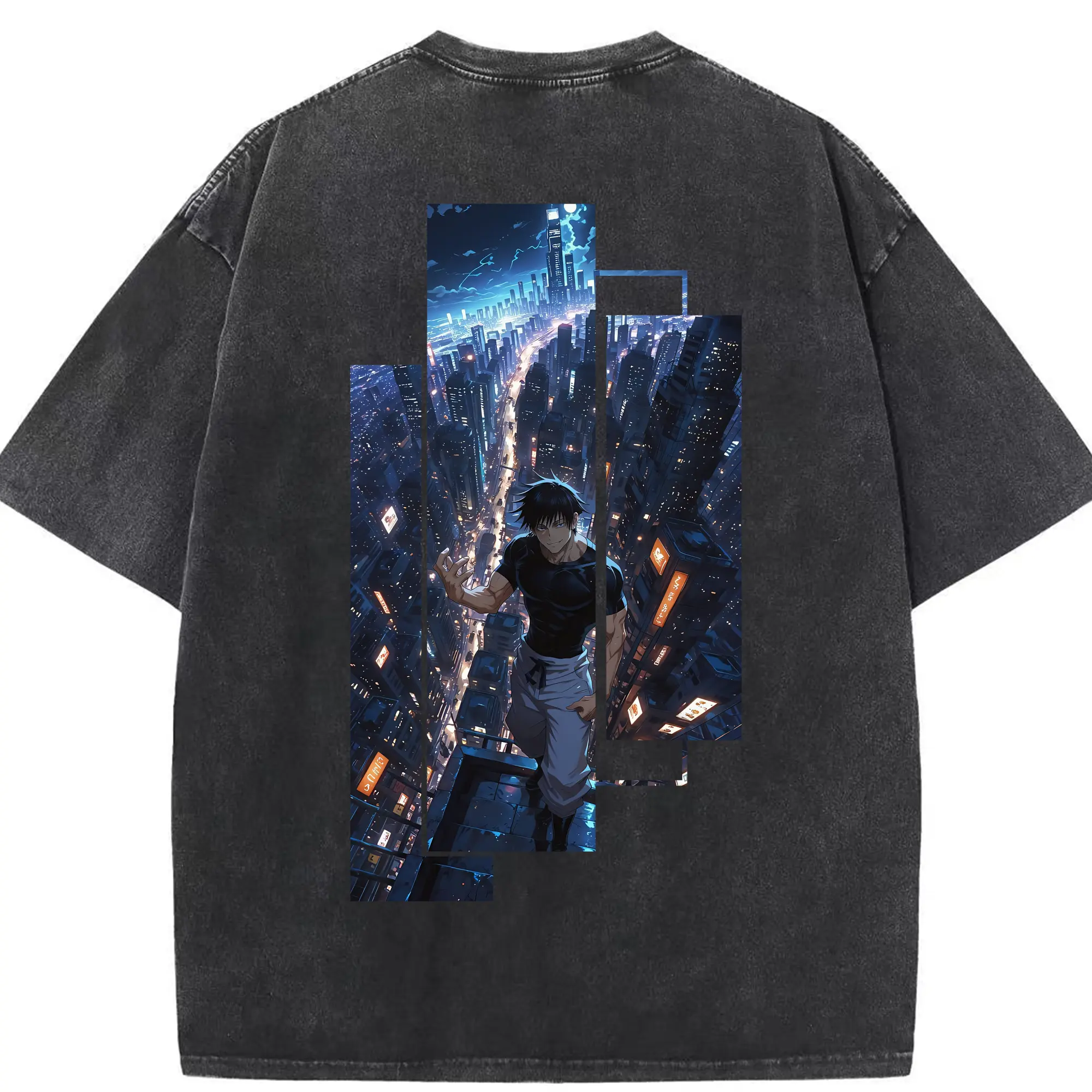 呪術廻戦 グッズ,伏黒 甚爾 - 綿100％ ヴィンテージ風 半袖Tシャツ ・ 背面プリント ・ 柔らか肌触り ・ 通気性 快適 ・ スポーツ カジュアル 外出用