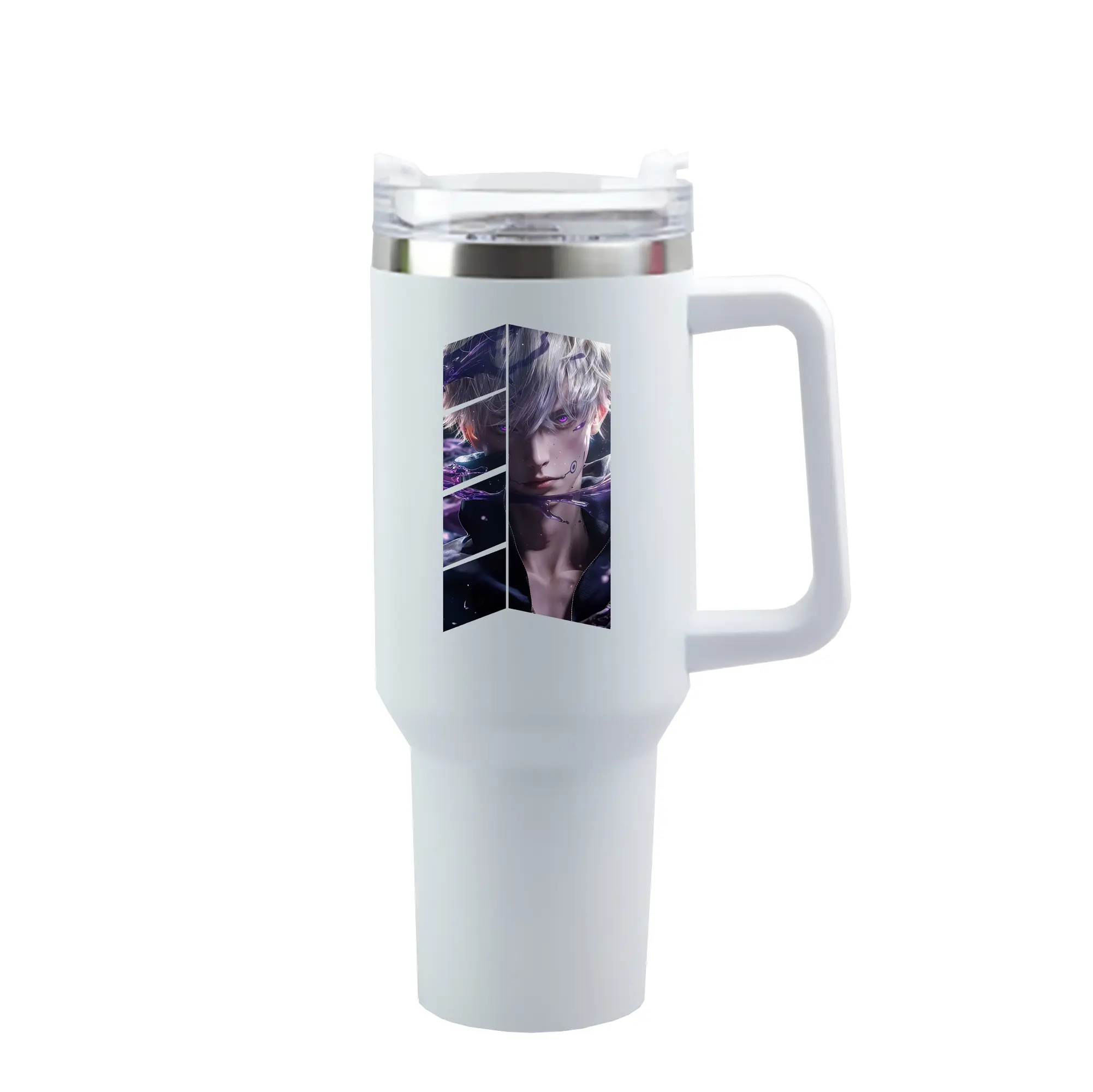 呪術廻戦 グッズ,狗巻 棘 - 1200mL 車用タンブラー ・ クリスタルステッカー ・ 304ステンレス 内側 ・ 201ステンレス 外側 ・ 保温 保冷 ・ ハンドル＆ストロー付き ・ 通勤 ドライブ アウトドア用