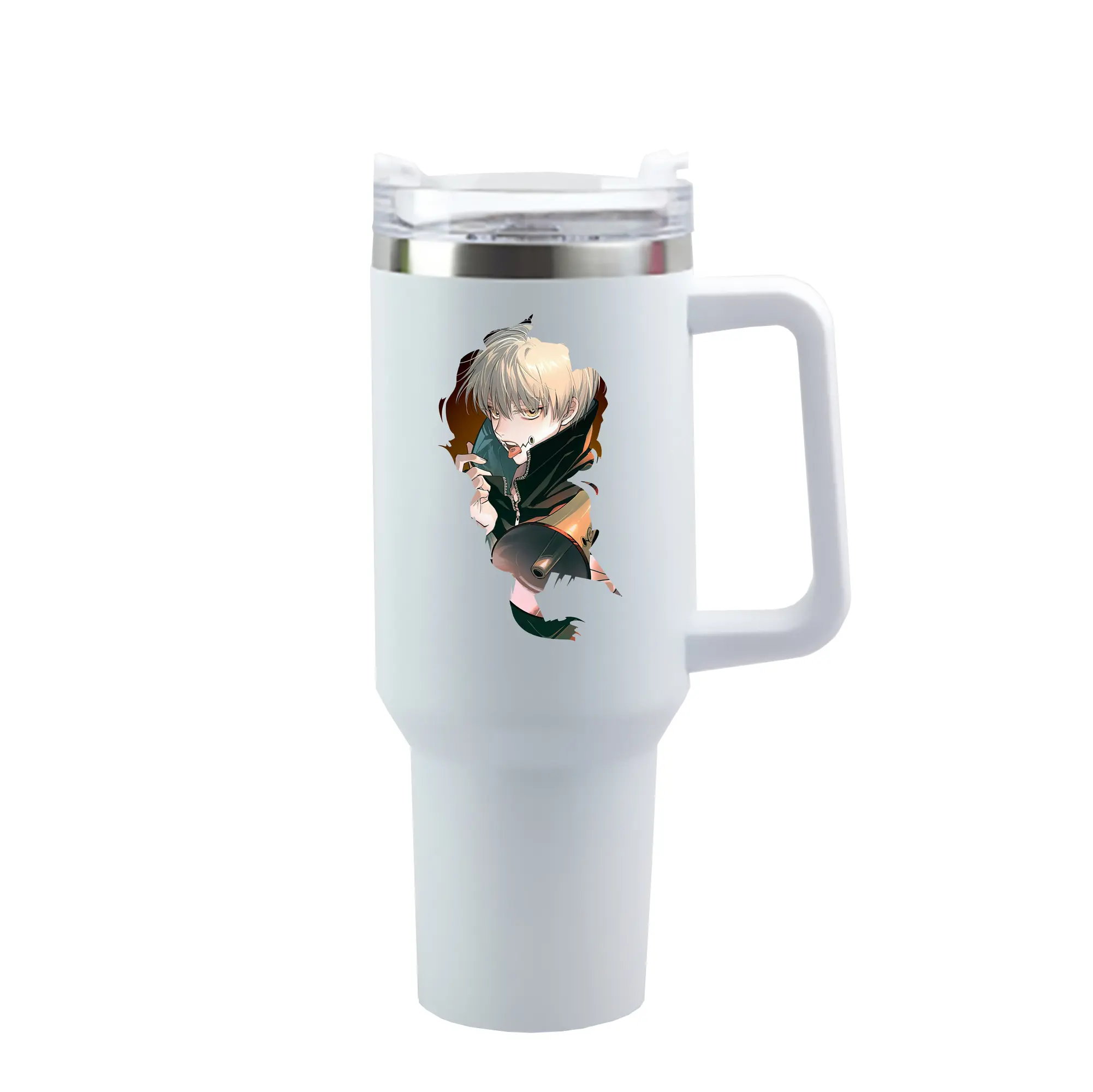 呪術廻戦 グッズ,狗巻 棘 - 1200mL 車用タンブラー ・ クリスタルステッカー ・ 304ステンレス 内側 ・ 201ステンレス 外側 ・ 保温 保冷 ・ ハンドル＆ストロー付き ・ 通勤 ドライブ アウトドア用