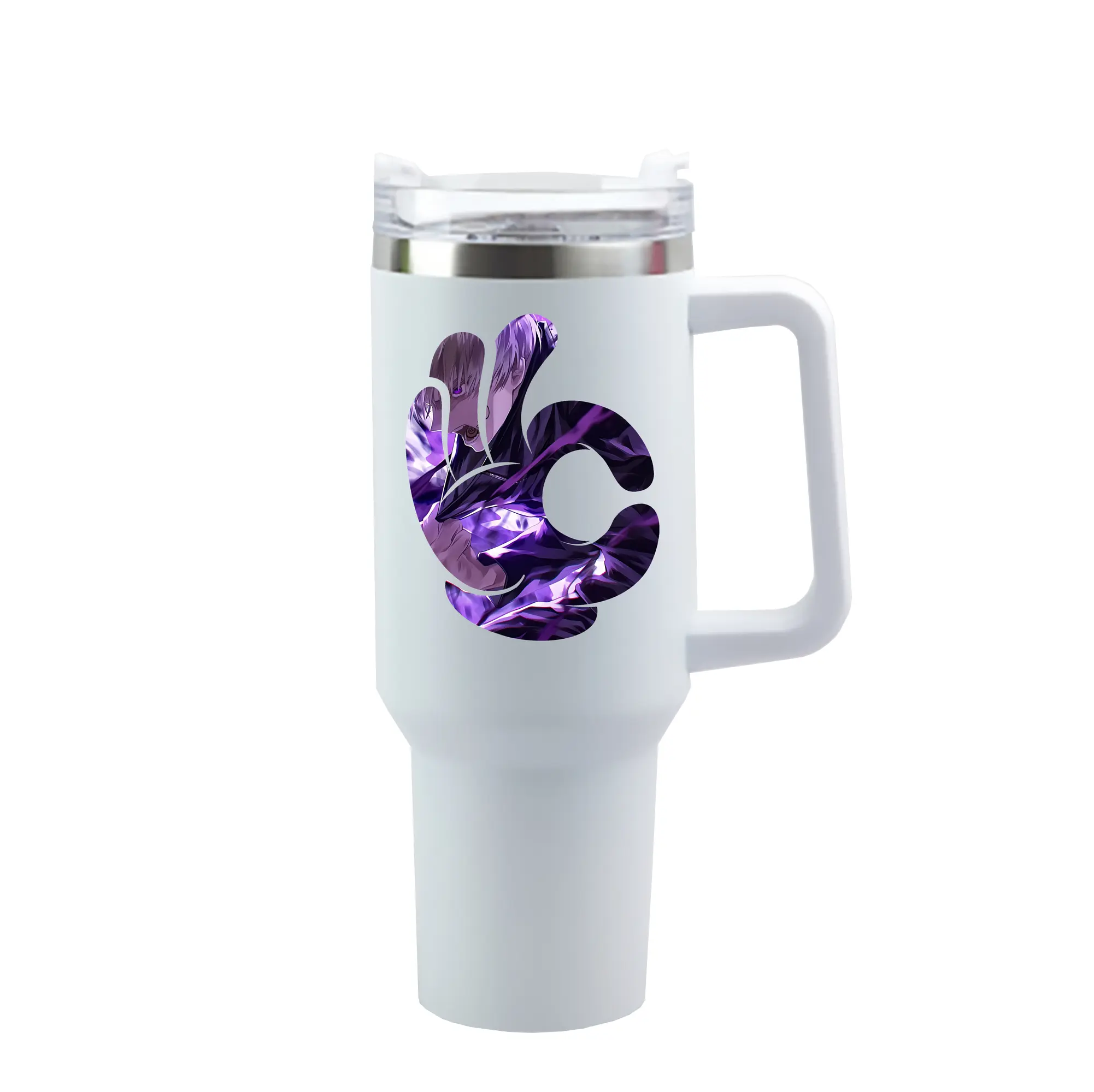 呪術廻戦 グッズ,狗巻 棘 - 1200mL 車用タンブラー ・ クリスタルステッカー ・ 304ステンレス 内側 ・ 201ステンレス 外側 ・ 保温 保冷 ・ ハンドル＆ストロー付き ・ 通勤 ドライブ アウトドア用