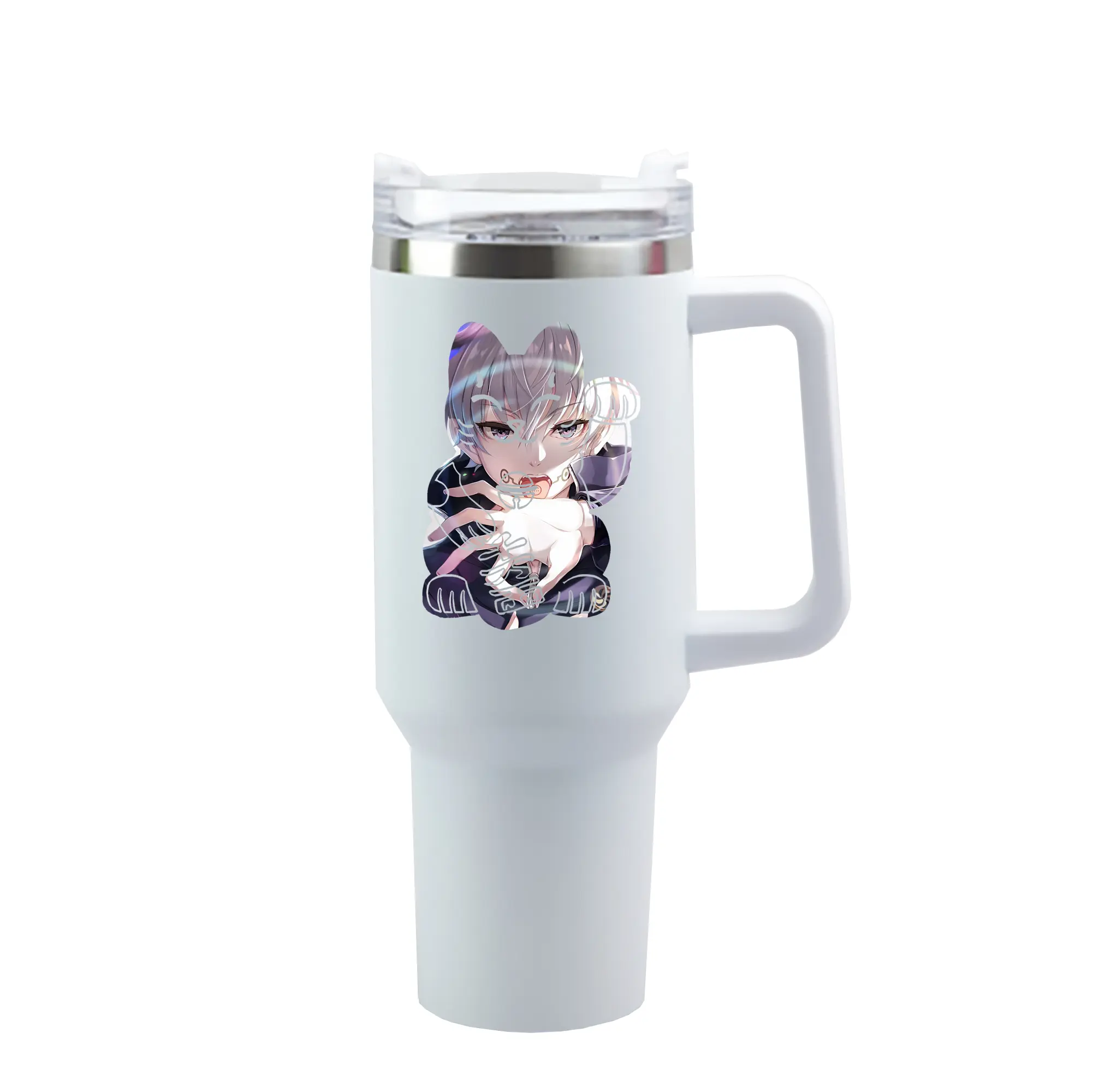 呪術廻戦 グッズ,狗巻 棘 - 1200mL 車用タンブラー ・ クリスタルステッカー ・ 304ステンレス 内側 ・ 201ステンレス 外側 ・ 保温 保冷 ・ ハンドル＆ストロー付き ・ 通勤 ドライブ アウトドア用
