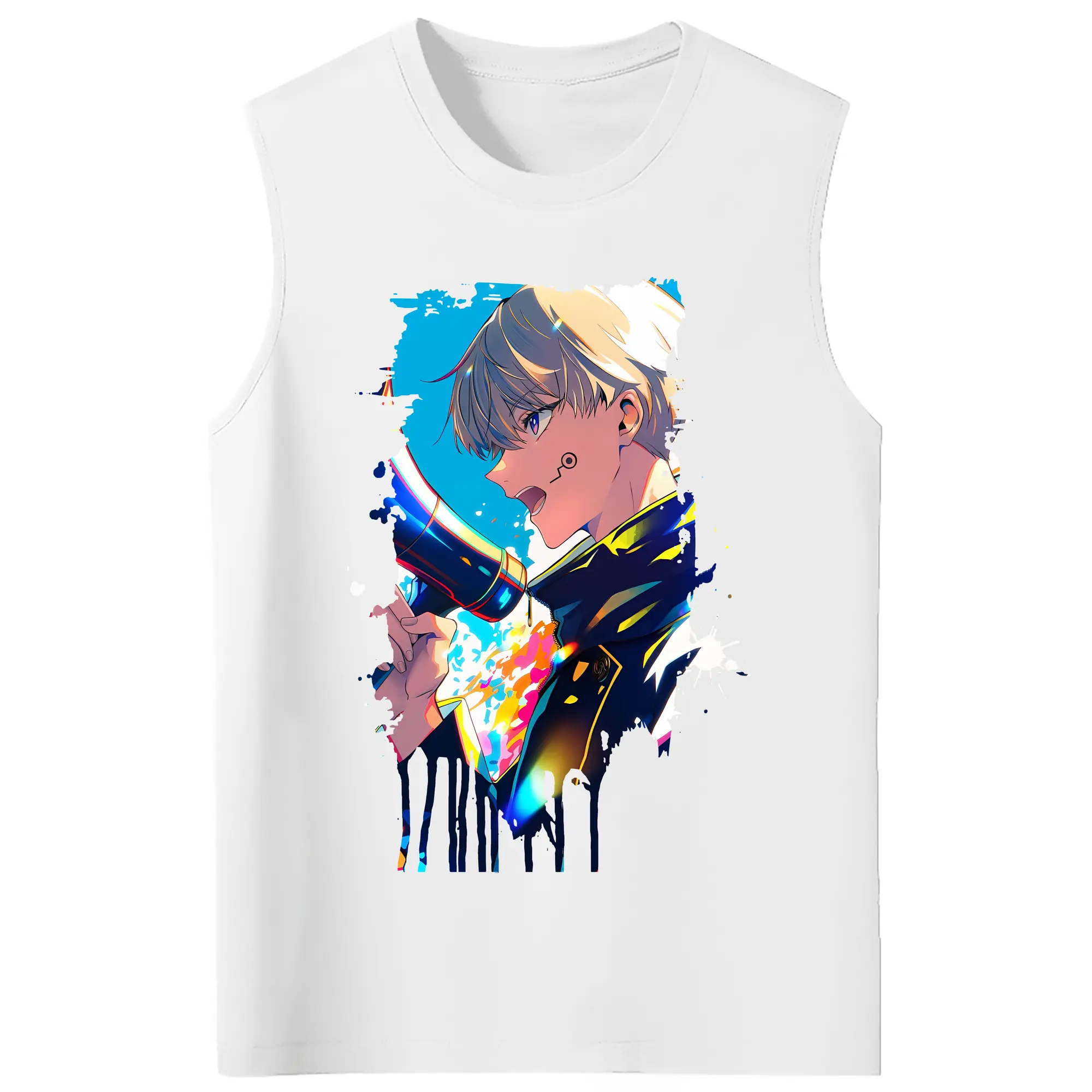 呪術廻戦 グッズ,狗巻 棘 - コットン100％ タンクトップ ・ フロントプリント ・ タイトフィット ・ 快適 通気性 ・ スポーツ カジュアル 散歩用