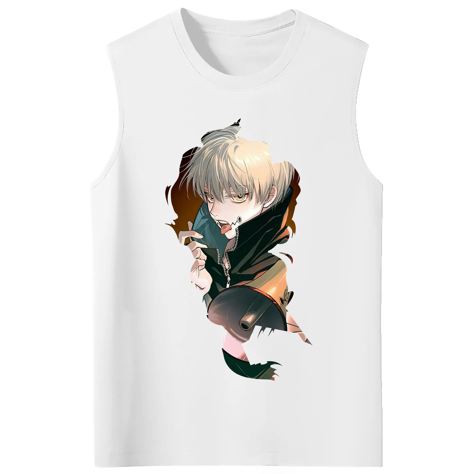 呪術廻戦 グッズ,狗巻 棘 - コットン100％ タンクトップ ・ フロントプリント ・ タイトフィット ・ 快適 通気性 ・ スポーツ カジュアル 散歩用