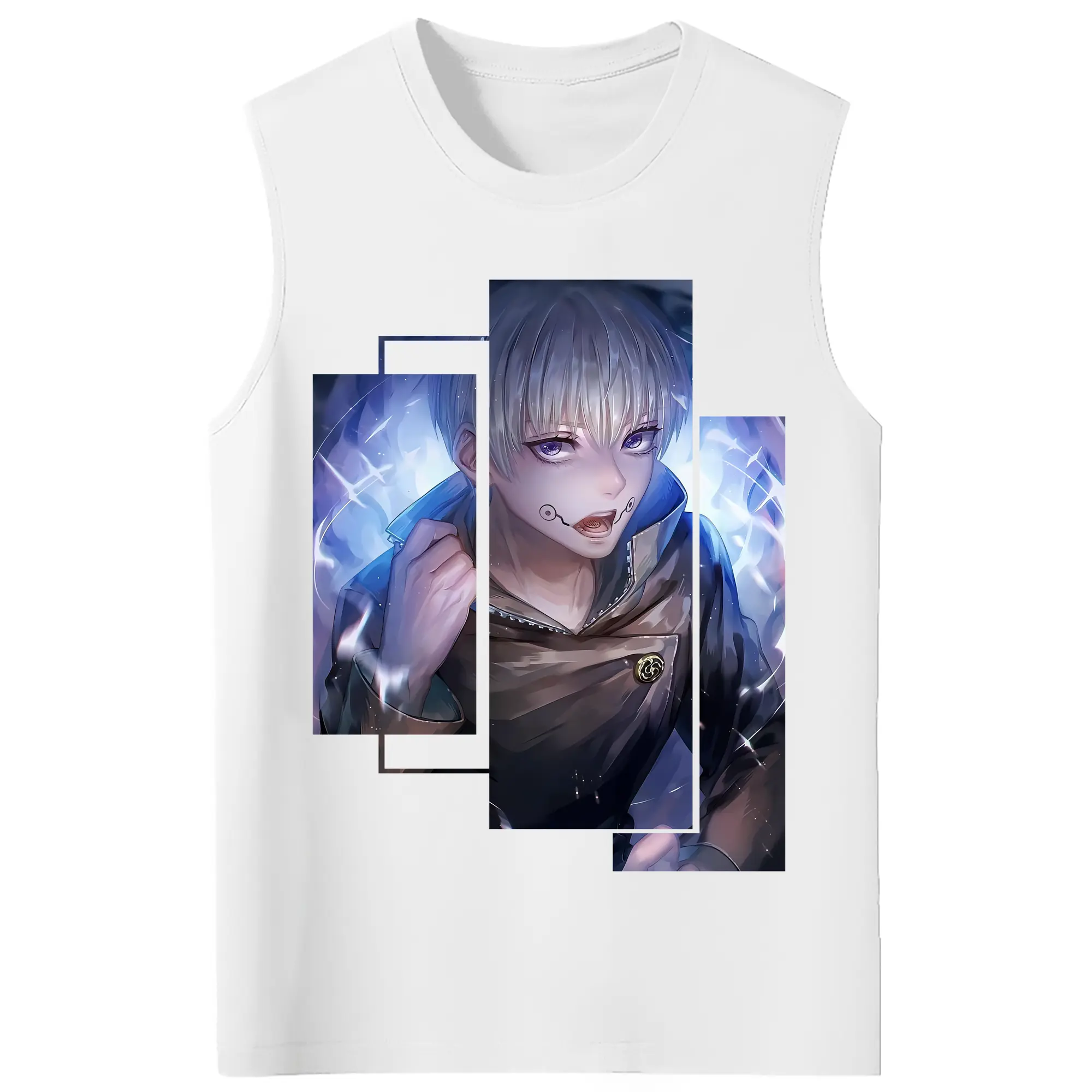 呪術廻戦 グッズ,狗巻 棘 - コットン100％ タンクトップ ・ フロントプリント ・ タイトフィット ・ 快適 通気性 ・ スポーツ カジュアル 散歩用