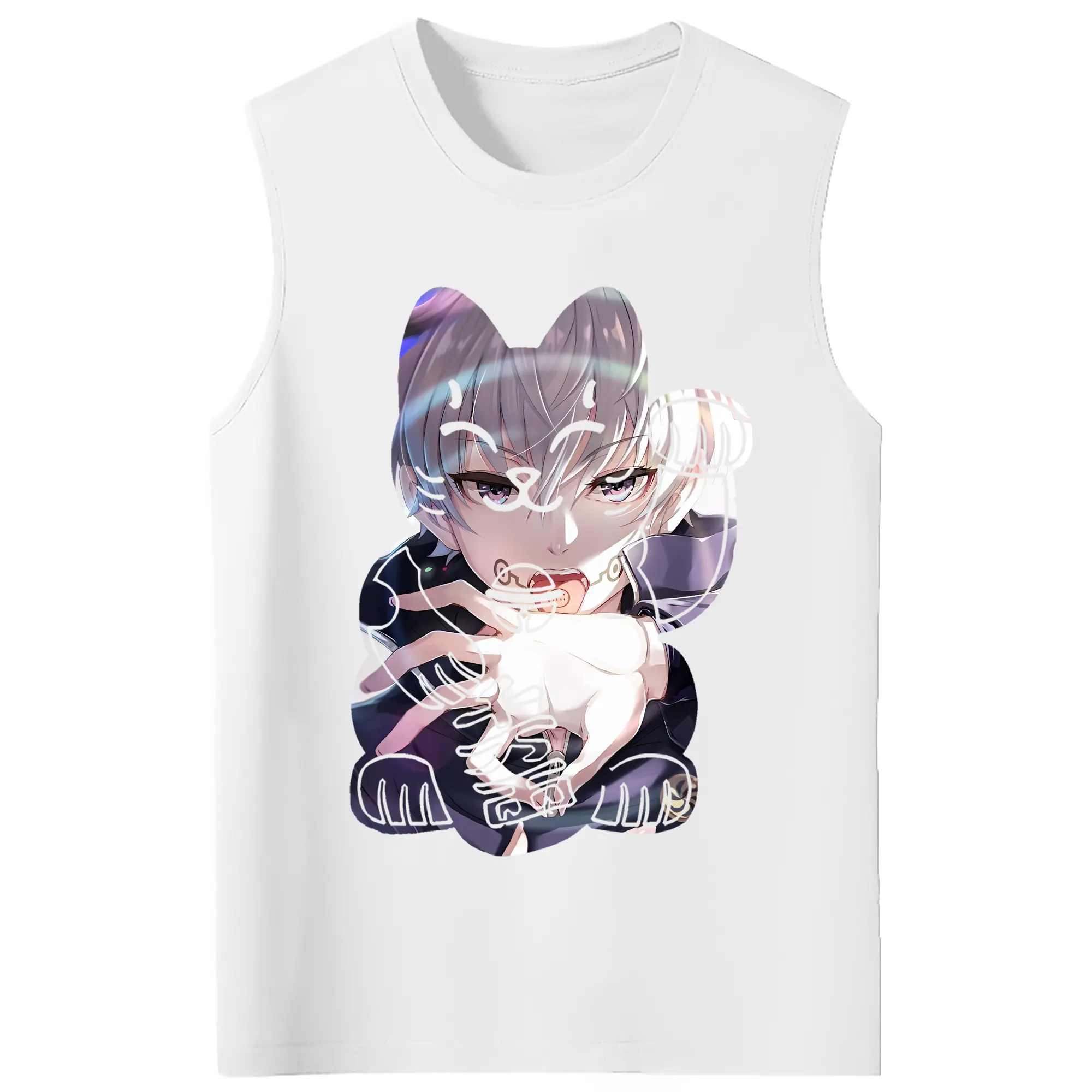 呪術廻戦 グッズ,狗巻 棘 - コットン100％ タンクトップ ・ フロントプリント ・ タイトフィット ・ 快適 通気性 ・ スポーツ カジュアル 散歩用