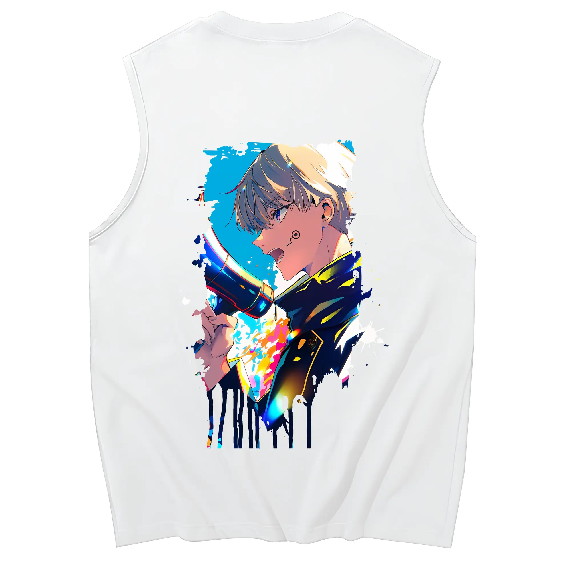 呪術廻戦 グッズ,狗巻 棘 - コットン100％ タンクトップ ・ 背面プリント ・ タイトシルエット ・ 快適 通気性 ・ スポーツ カジュアル 散歩用