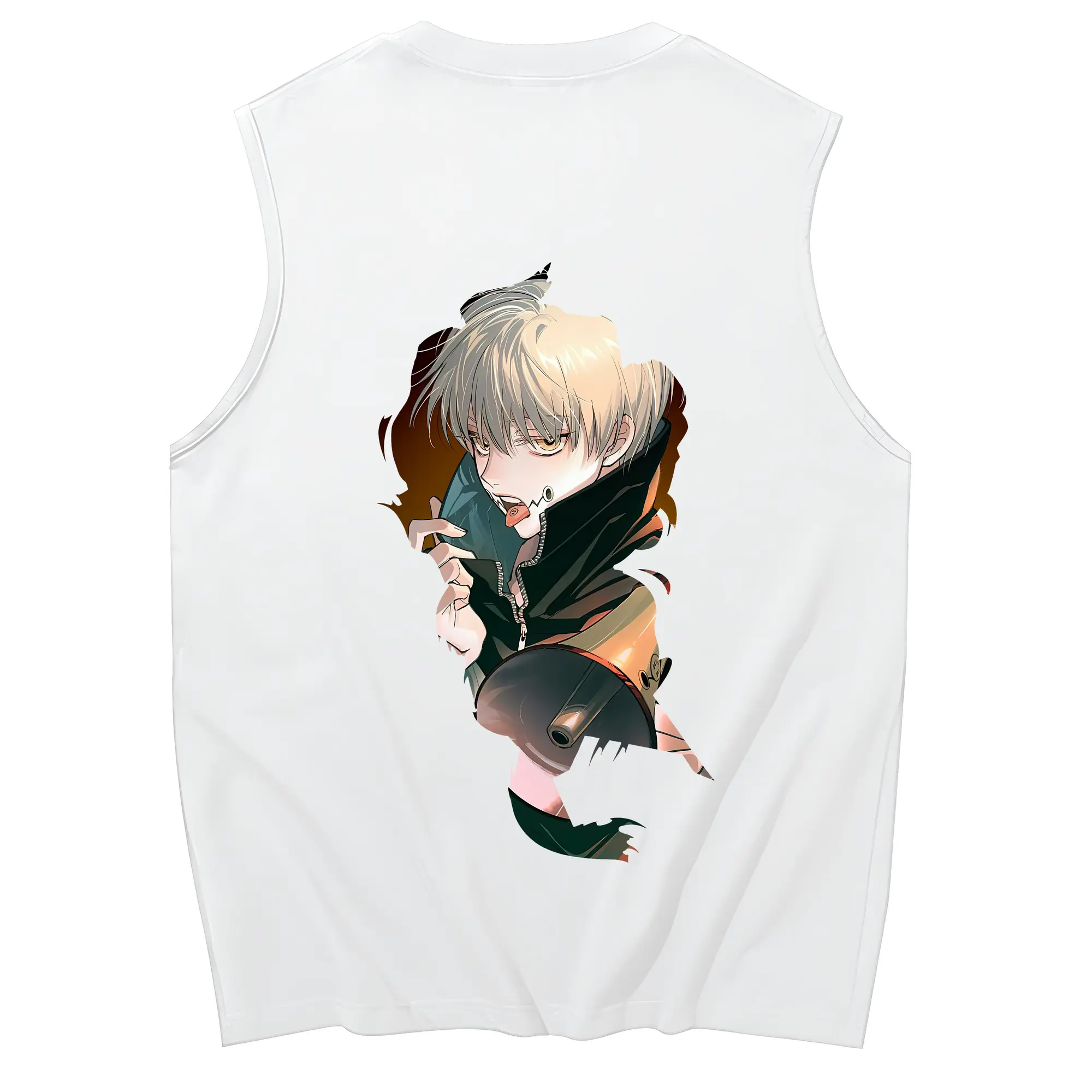 呪術廻戦 グッズ,狗巻 棘 - コットン100％ タンクトップ ・ 背面プリント ・ タイトシルエット ・ 快適 通気性 ・ スポーツ カジュアル 散歩用