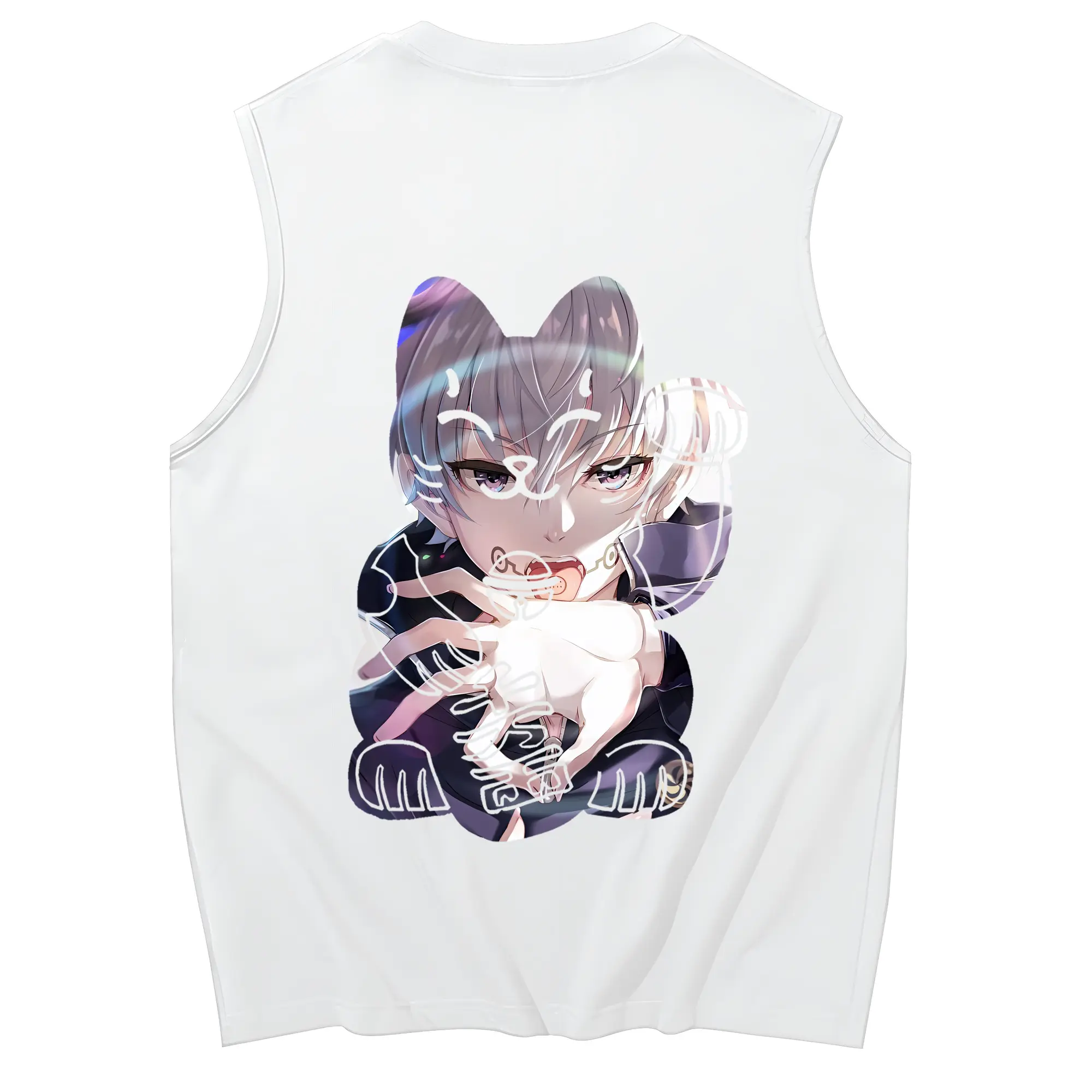 呪術廻戦 グッズ,狗巻 棘 - コットン100％ タンクトップ ・ 背面プリント ・ タイトシルエット ・ 快適 通気性 ・ スポーツ カジュアル 散歩用