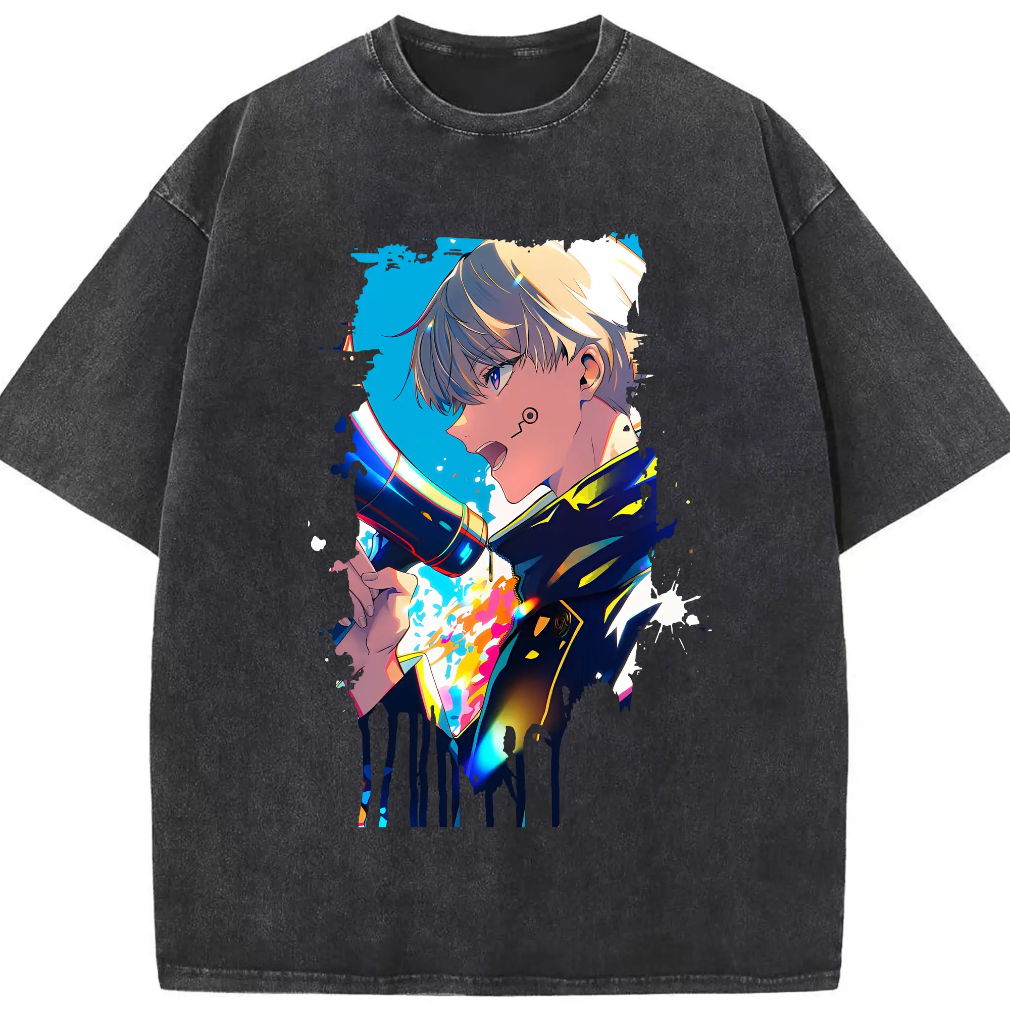 呪術廻戦 グッズ,狗巻 棘 - 綿100％ ヴィンテージ風 半袖Tシャツ ・ フロントプリント ・ 柔らか肌触り ・ 通気性 快適 ・ スポーツ カジュアル 外出用