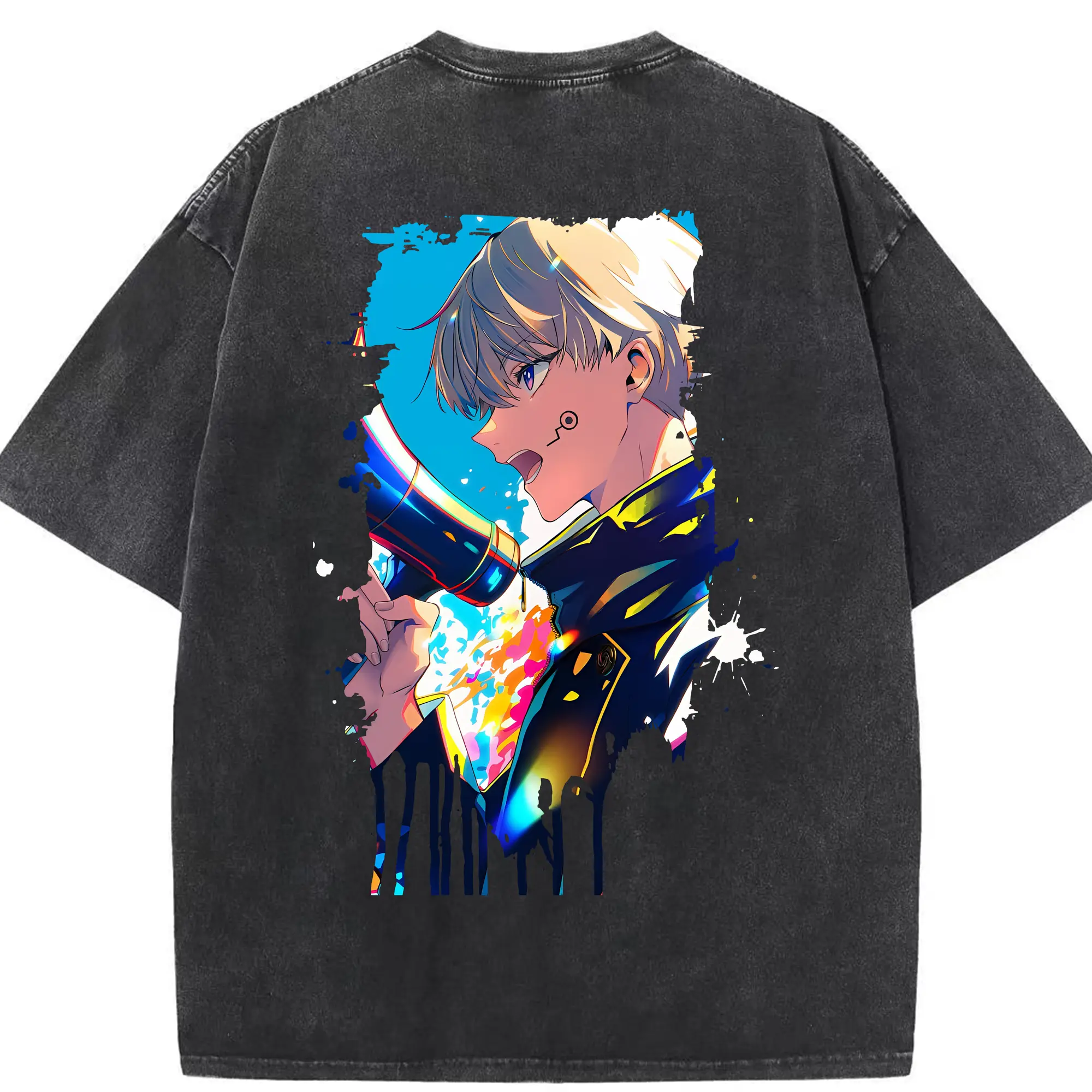 呪術廻戦 グッズ,狗巻 棘 - 綿100％ ヴィンテージ風 半袖Tシャツ ・ 背面プリント ・ 柔らか肌触り ・ 通気性 快適 ・ スポーツ カジュアル 外出用