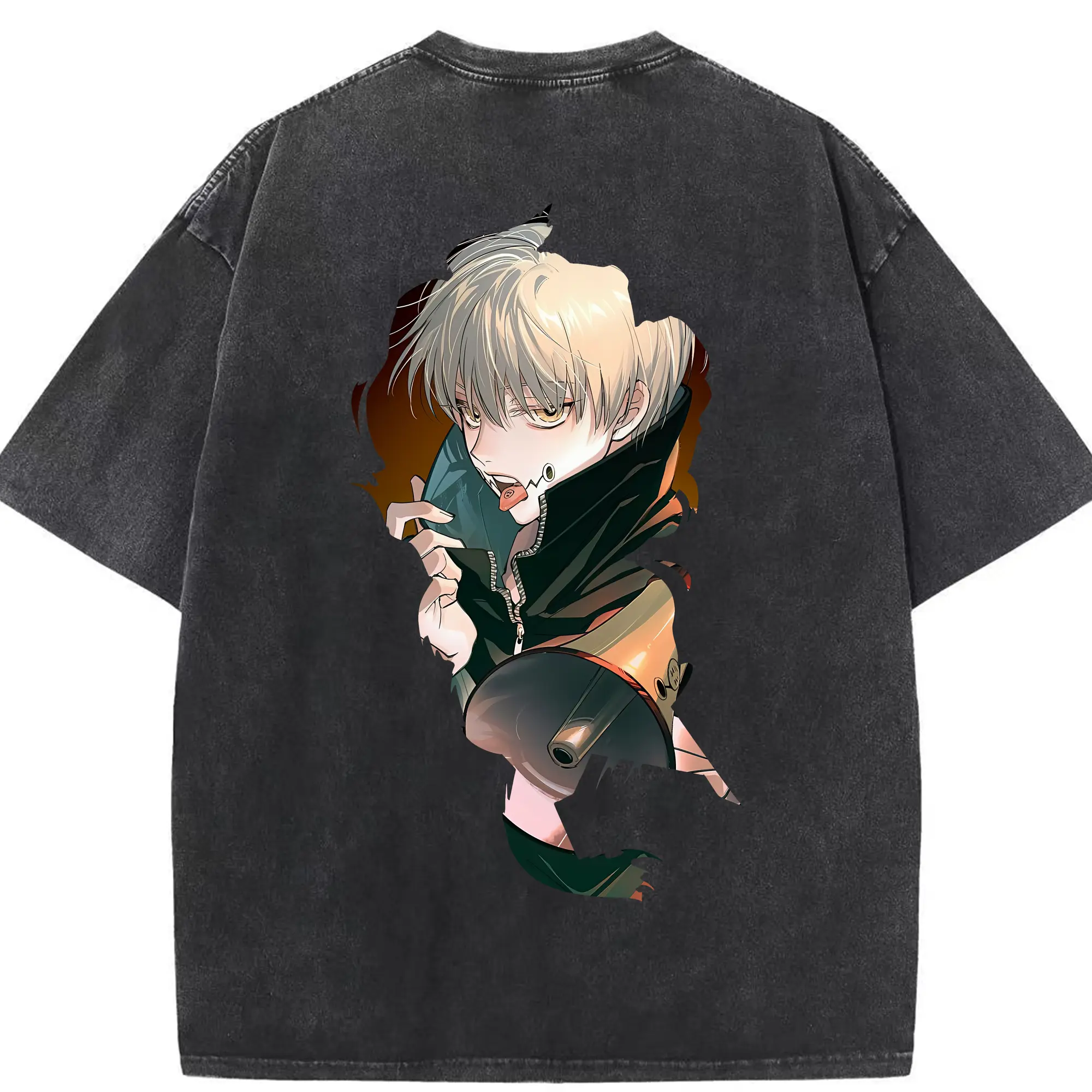 呪術廻戦 グッズ,狗巻 棘 - 綿100％ ヴィンテージ風 半袖Tシャツ ・ 背面プリント ・ 柔らか肌触り ・ 通気性 快適 ・ スポーツ カジュアル 外出用