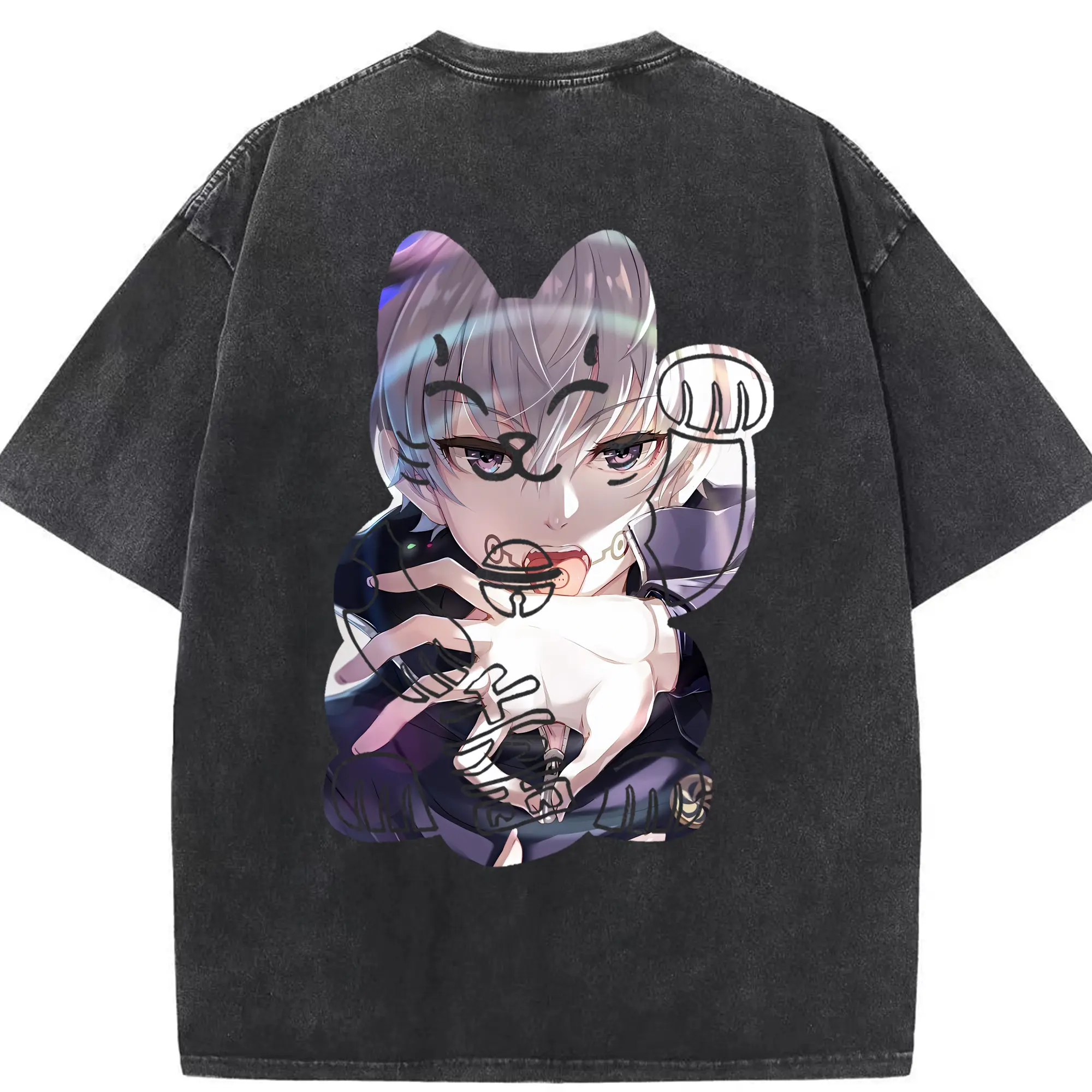 呪術廻戦 グッズ,狗巻 棘 - 綿100％ ヴィンテージ風 半袖Tシャツ ・ 背面プリント ・ 柔らか肌触り ・ 通気性 快適 ・ スポーツ カジュアル 外出用