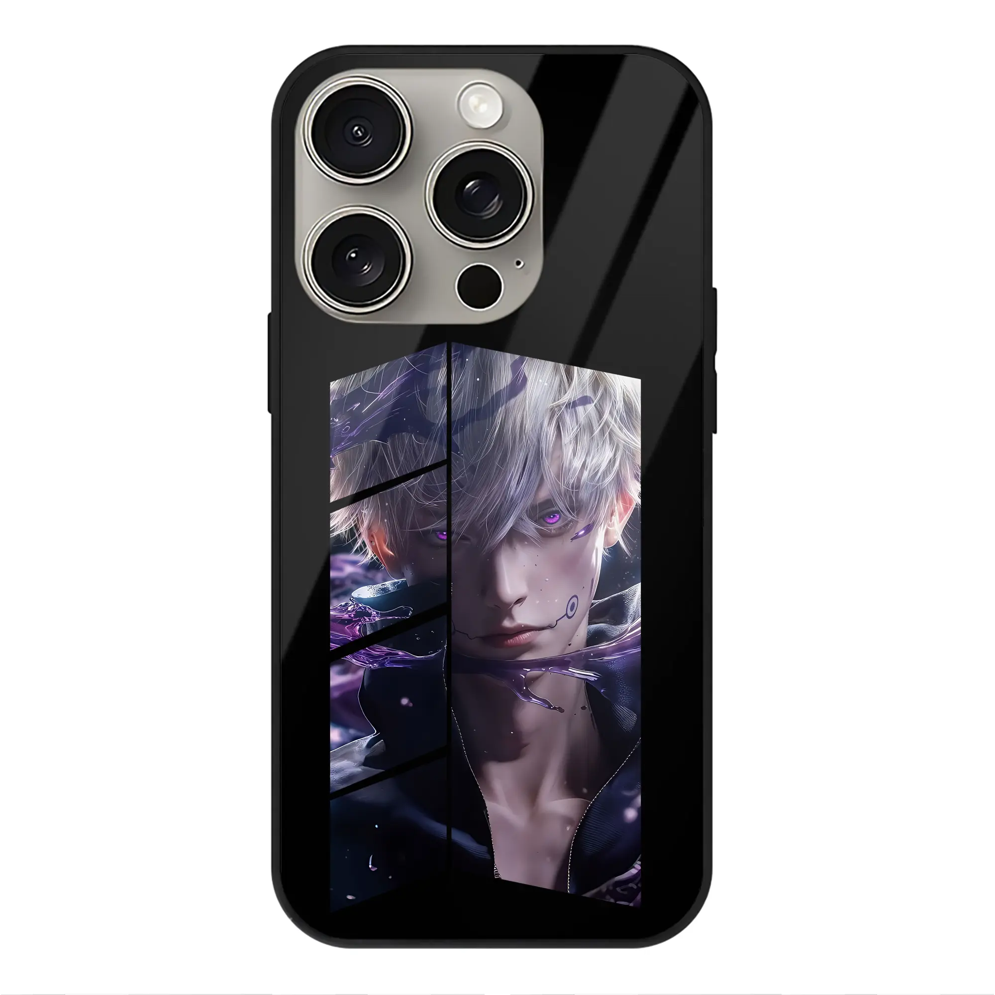 呪術廻戦 グッズ,狗巻 棘 - IPhone15Pro対応 ・ スマホケース ・ 背面ガラス ・ TPU+強化ガラス ・ 耐衝撃 ・ 黄変防止 ・ ワイヤレス充電対応 ・ 3D立体ボタン