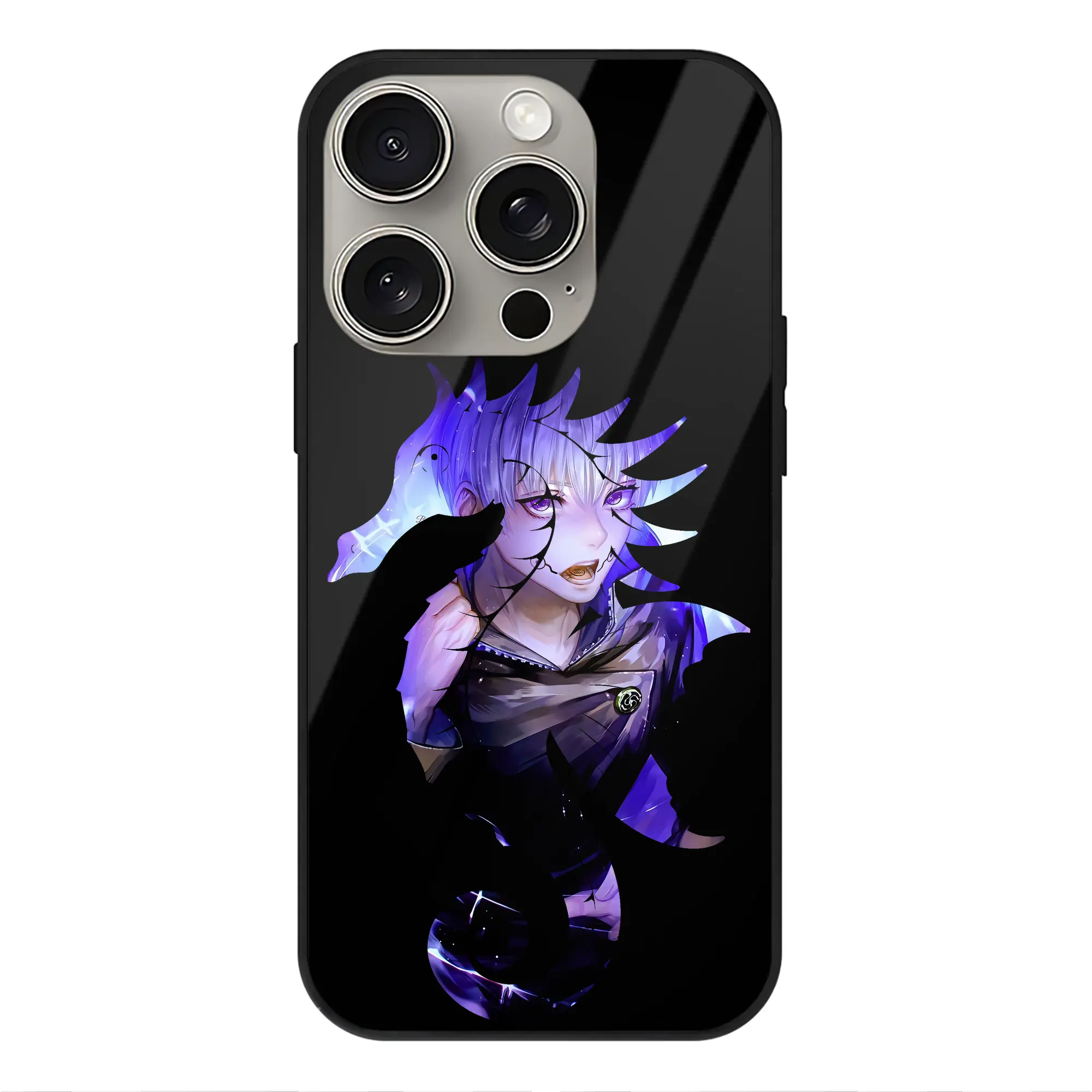 呪術廻戦 グッズ,狗巻 棘 - IPhone15Pro対応 ・ スマホケース ・ 背面ガラス ・ TPU+強化ガラス ・ 耐衝撃 ・ 黄変防止 ・ ワイヤレス充電対応 ・ 3D立体ボタン