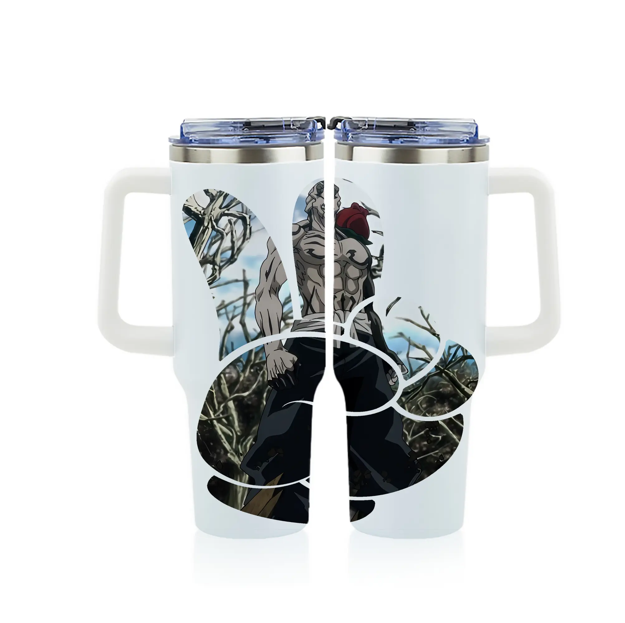 呪術廻戦 グッズ,花御 - 1200mL フルプリント車用タンブラー ・ 304ステンレス 内側 ・ 201ステンレス 外側 ・ 保温 保冷 ・ 通勤 ドライブ アウトドア用