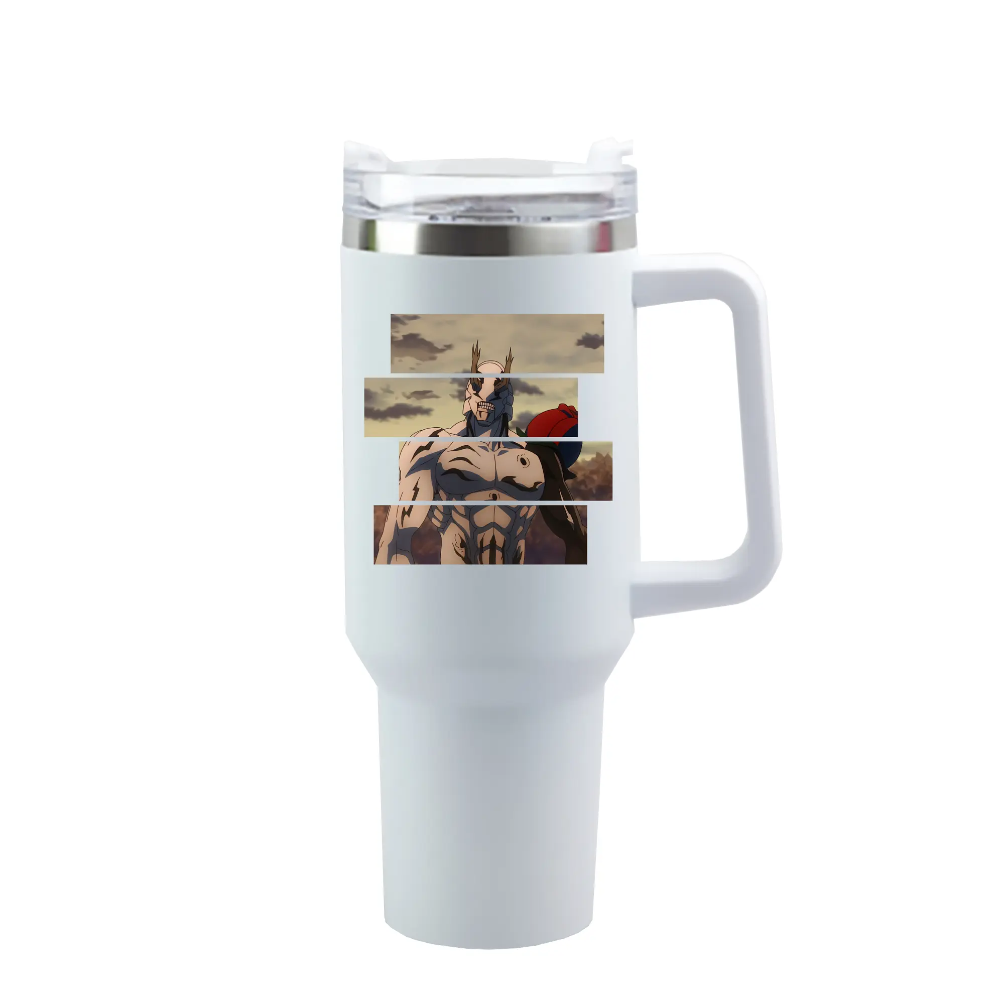 呪術廻戦 グッズ,花御 - 1200mL 車用タンブラー ・ クリスタルステッカー ・ 304ステンレス 内側 ・ 201ステンレス 外側 ・ 保温 保冷 ・ ハンドル＆ストロー付き ・ 通勤 ドライブ アウトドア用