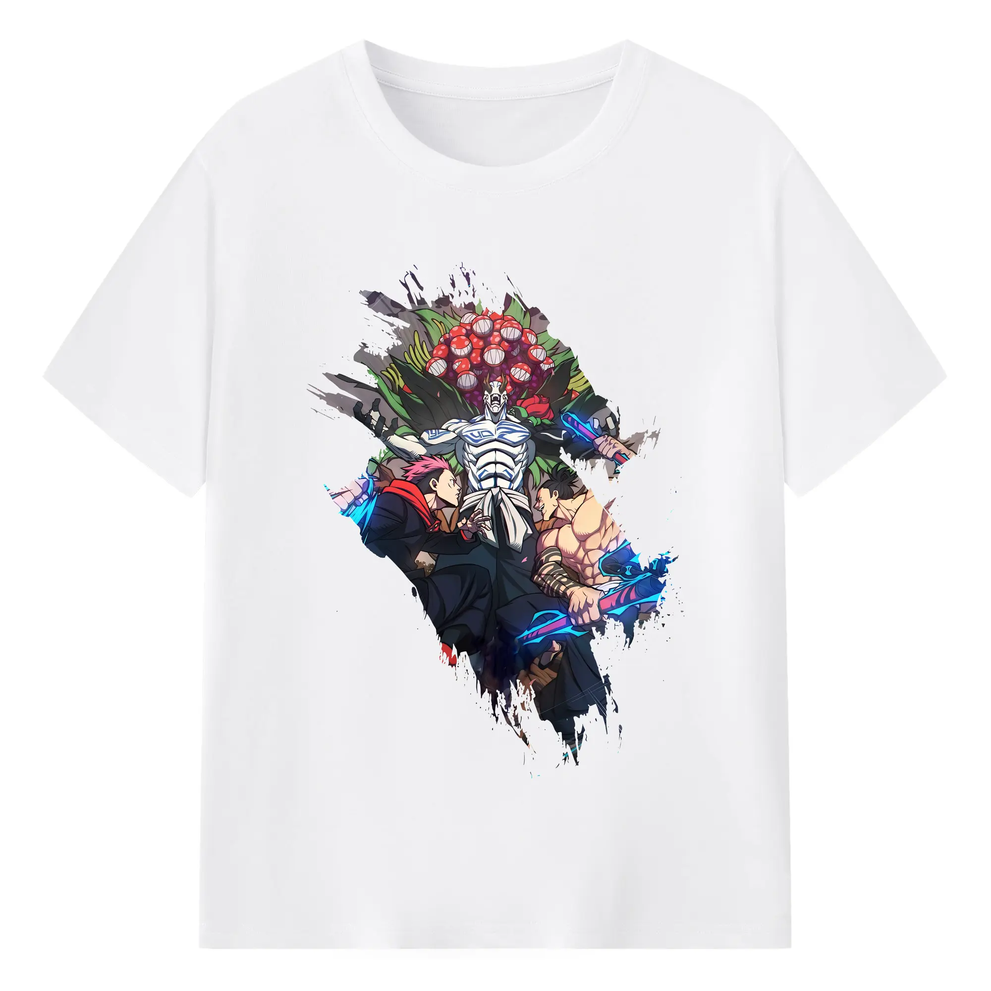 呪術廻戦 グッズ,花御 - 綿100％ 半袖Tシャツ ・ フロントプリント ・ 快適 通気性 ・ 日常使い 散歩 スポーツ用
