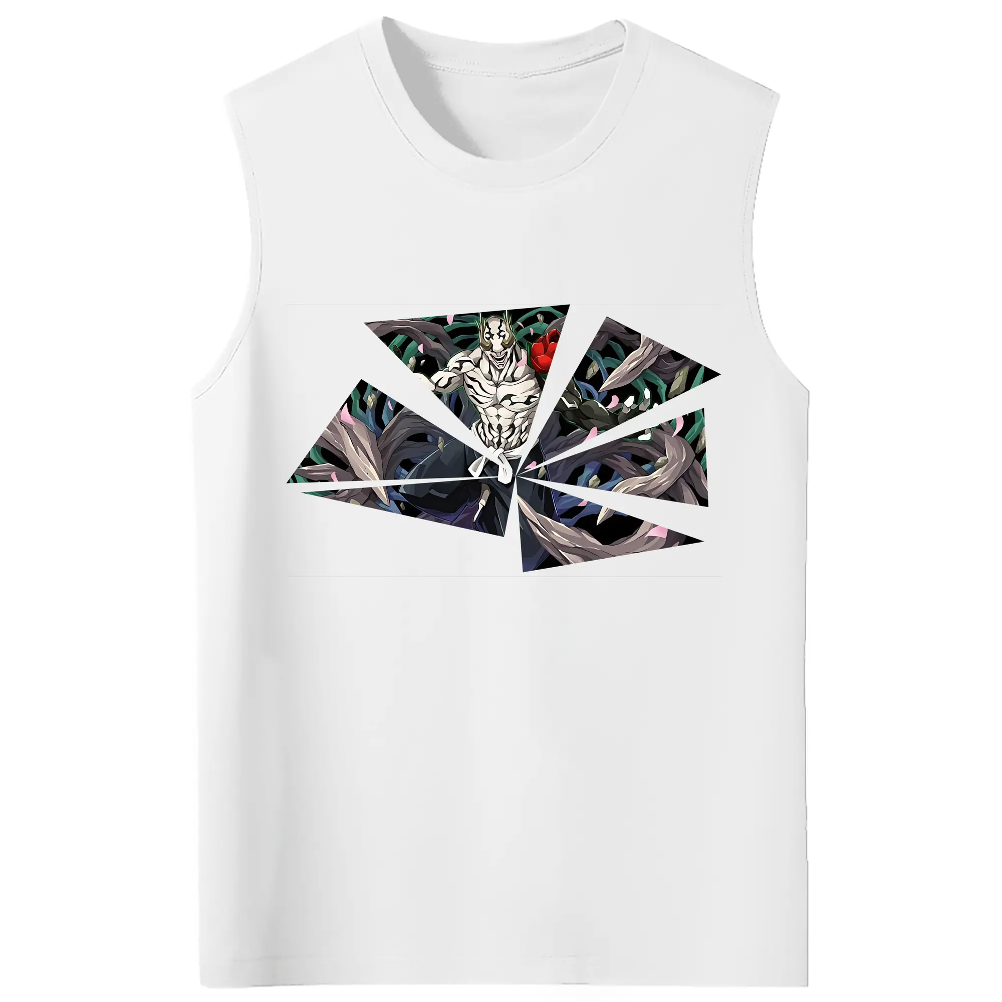 呪術廻戦 グッズ,花御 - コットン100％ タンクトップ ・ フロントプリント ・ タイトフィット ・ 快適 通気性 ・ スポーツ カジュアル 散歩用