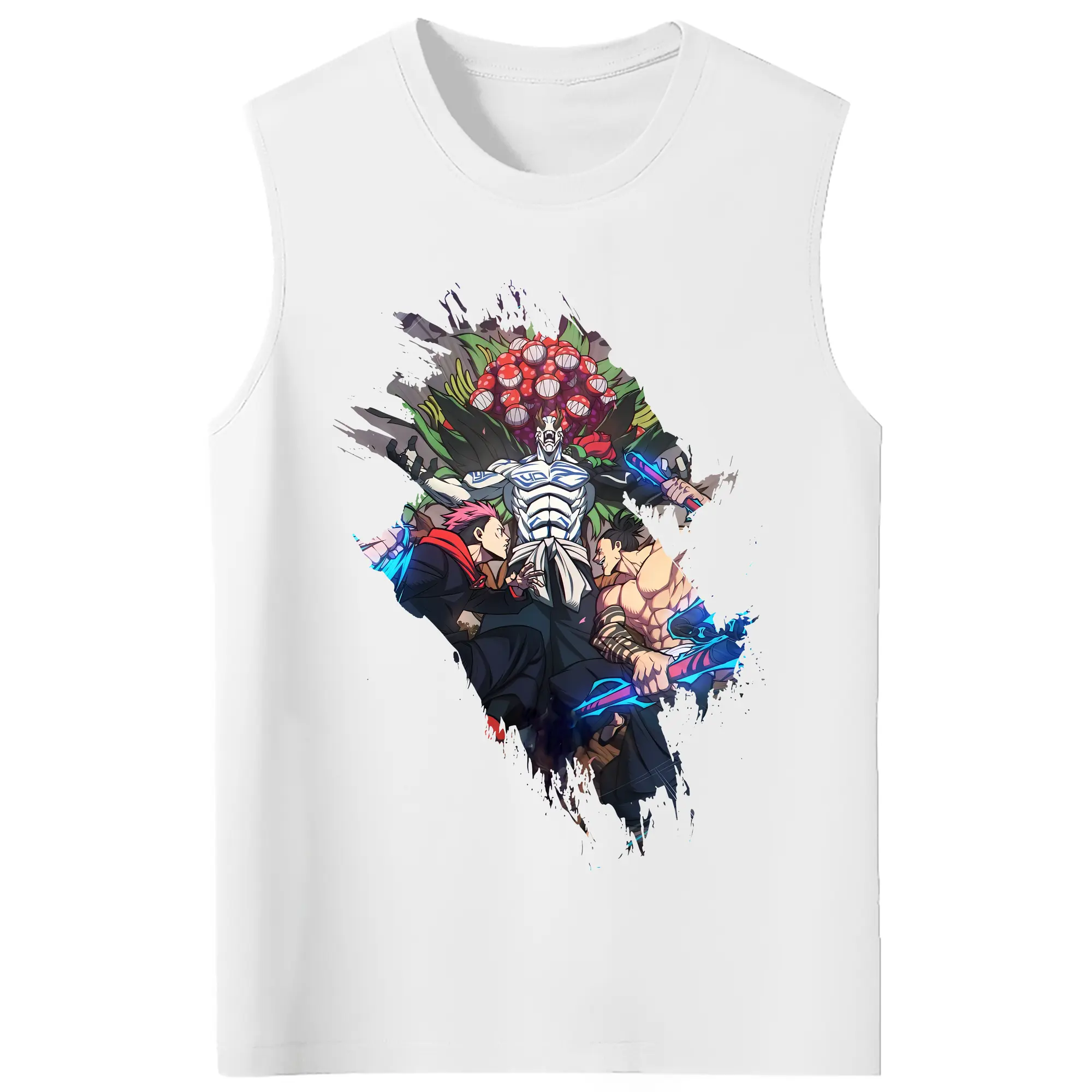 呪術廻戦 グッズ,花御 - コットン100％ タンクトップ ・ フロントプリント ・ タイトフィット ・ 快適 通気性 ・ スポーツ カジュアル 散歩用