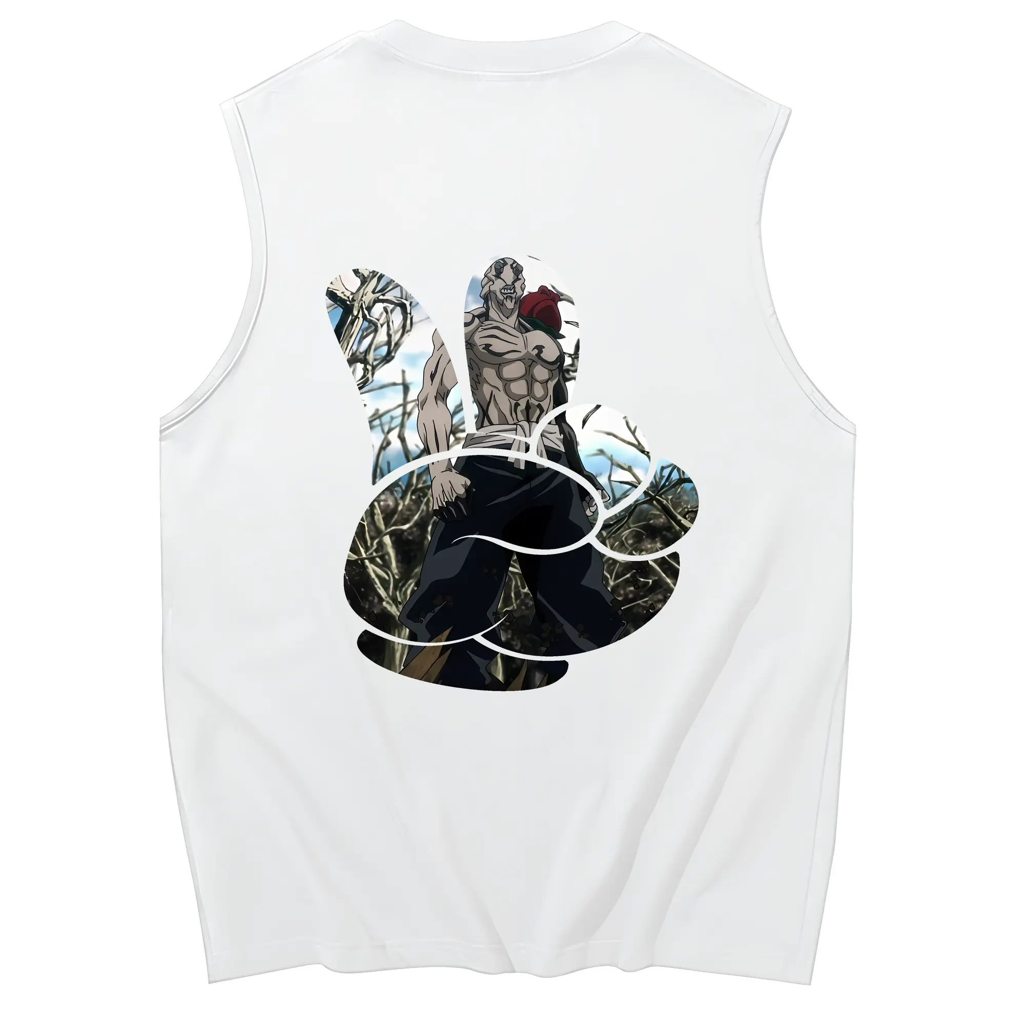 呪術廻戦 グッズ,花御 - コットン100％ タンクトップ ・ 背面プリント ・ タイトシルエット ・ 快適 通気性 ・ スポーツ カジュアル 散歩用