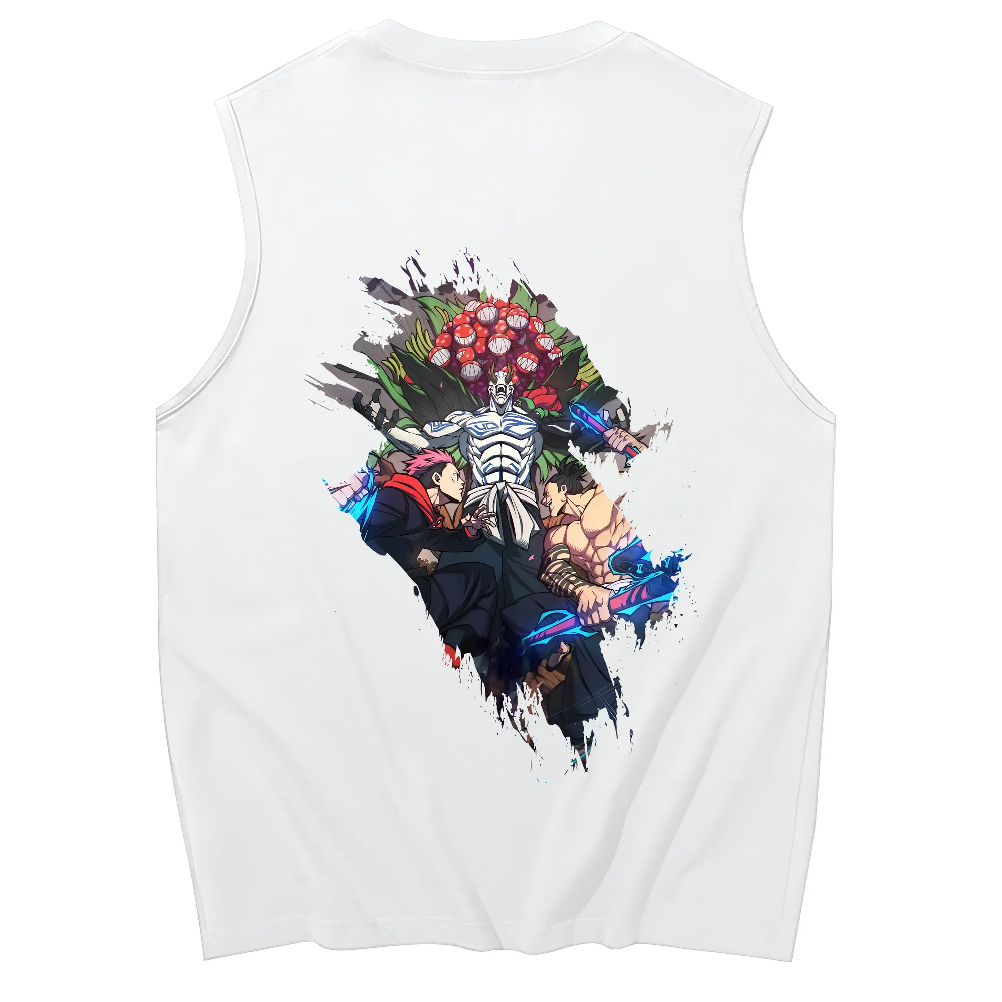 呪術廻戦 グッズ,花御 - コットン100％ タンクトップ ・ 背面プリント ・ タイトシルエット ・ 快適 通気性 ・ スポーツ カジュアル 散歩用