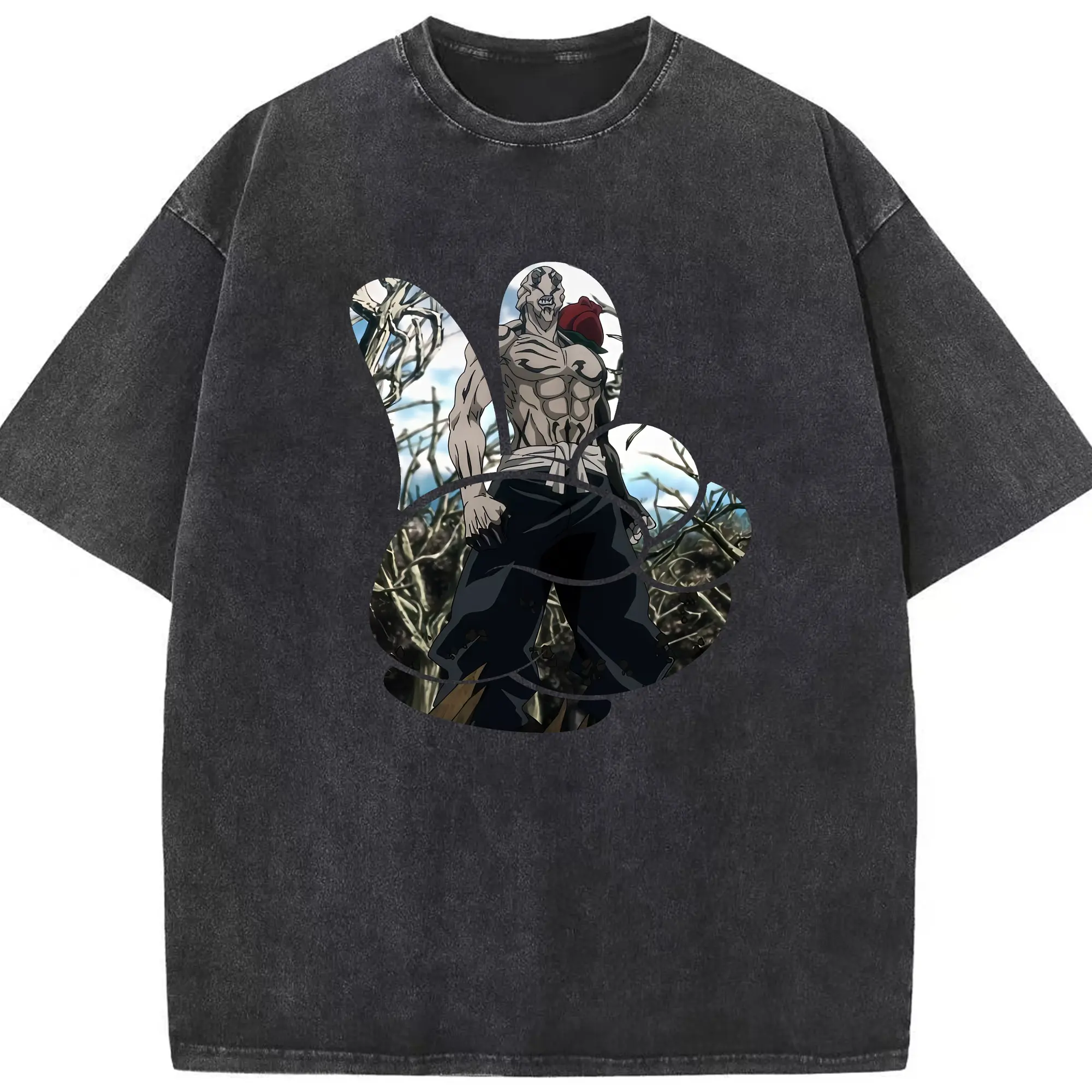 呪術廻戦 グッズ,花御 - 綿100％ ヴィンテージ風 半袖Tシャツ ・ フロントプリント ・ 柔らか肌触り ・ 通気性 快適 ・ スポーツ カジュアル 外出用