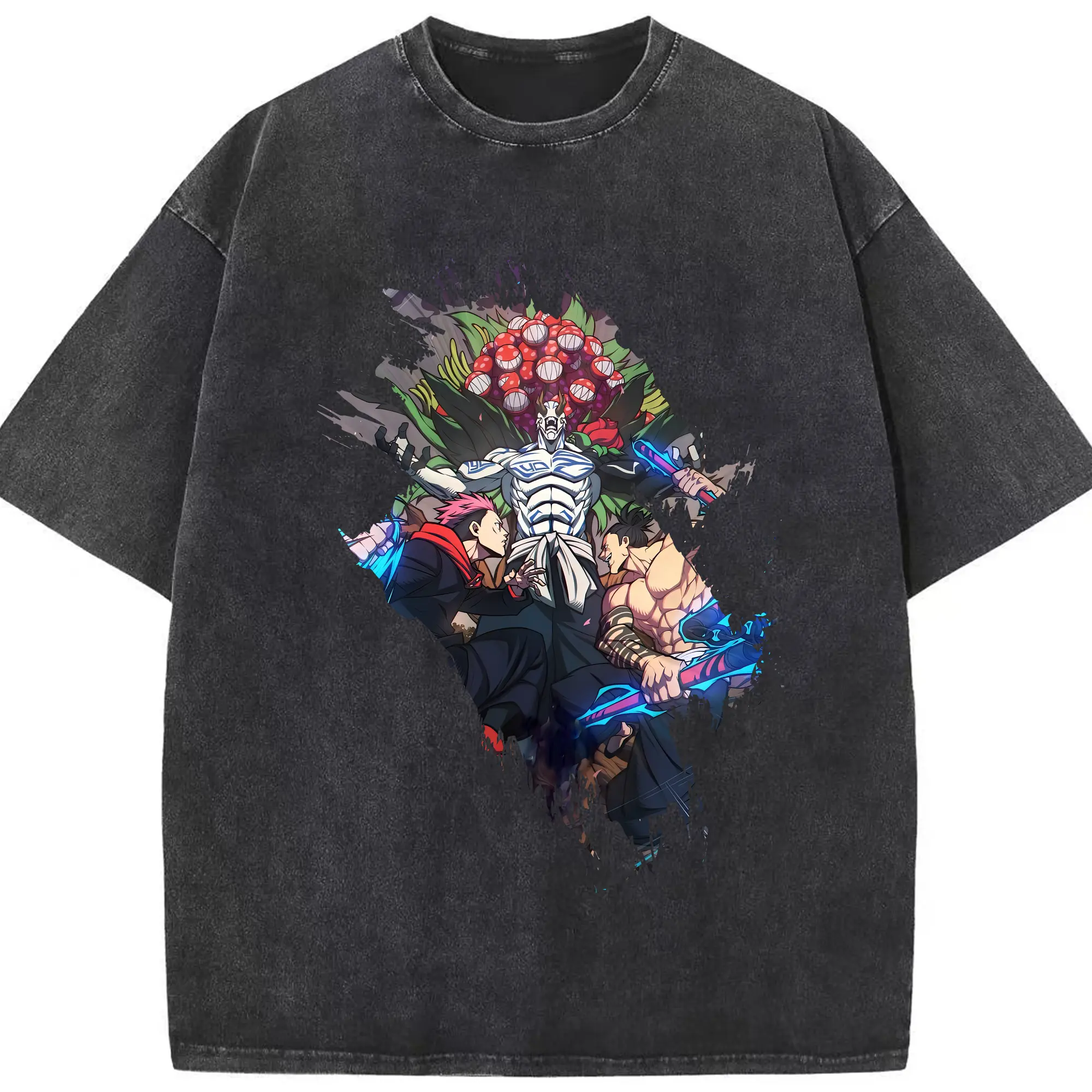 呪術廻戦 グッズ,花御 - 綿100％ ヴィンテージ風 半袖Tシャツ ・ フロントプリント ・ 柔らか肌触り ・ 通気性 快適 ・ スポーツ カジュアル 外出用