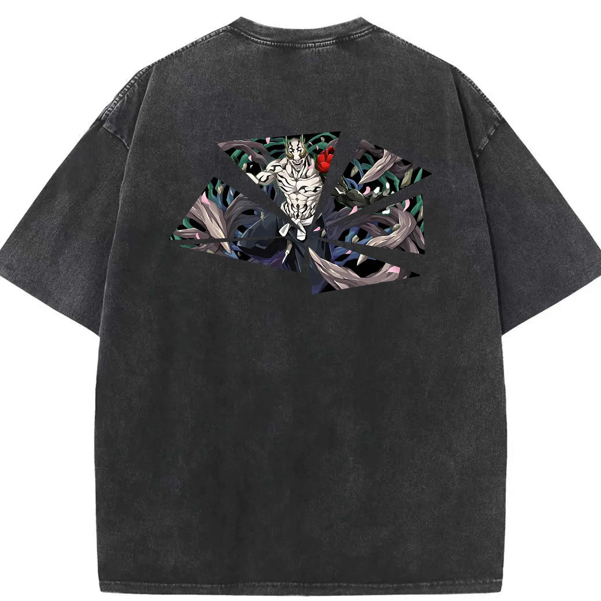 呪術廻戦 グッズ,花御 - 綿100％ ヴィンテージ風 半袖Tシャツ ・ 背面プリント ・ 柔らか肌触り ・ 通気性 快適 ・ スポーツ カジュアル 外出用