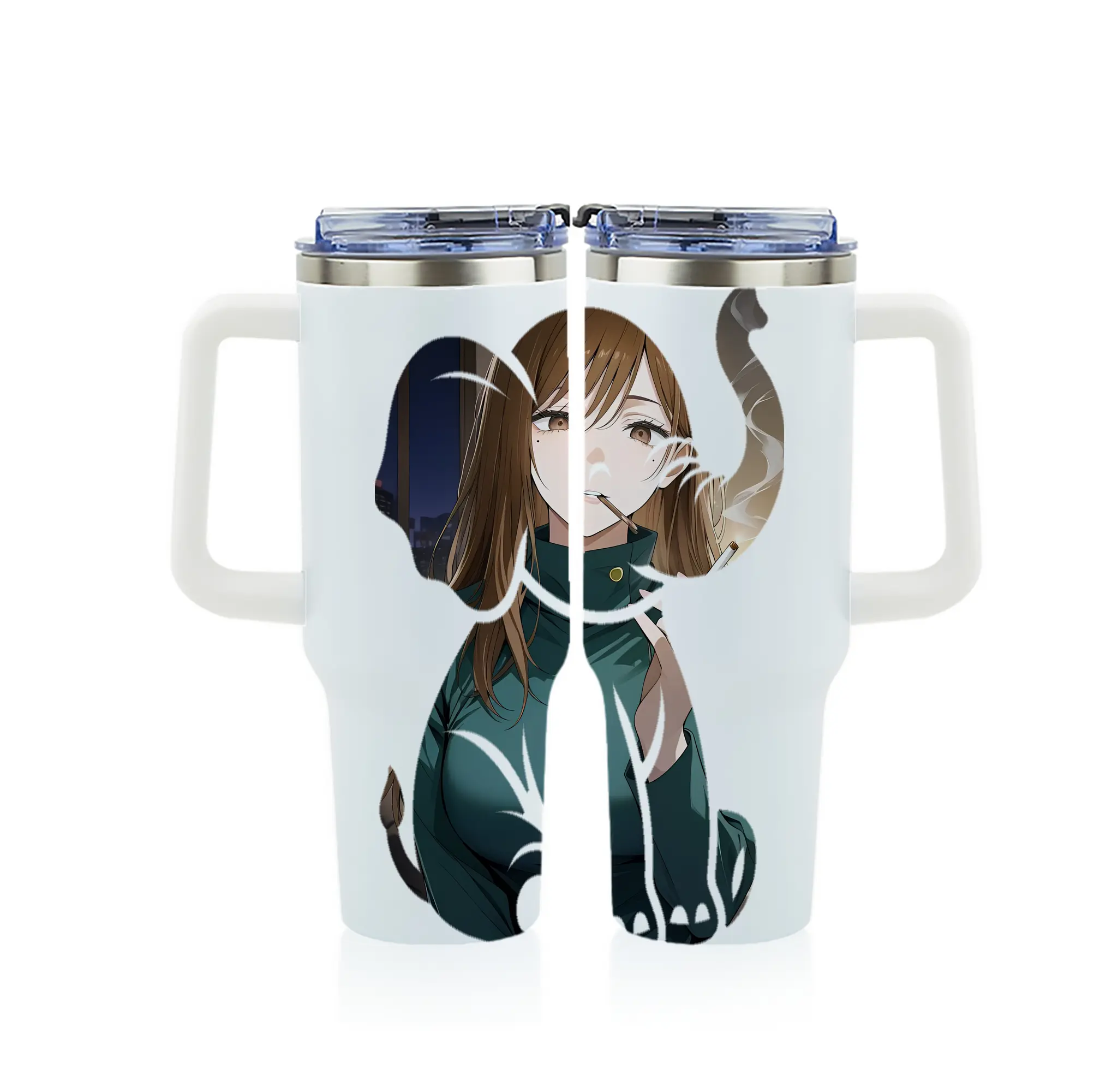 呪術廻戦 グッズ,家入 硝子 - 1200mL フルプリント車用タンブラー ・ 304ステンレス 内側 ・ 201ステンレス 外側 ・ 保温 保冷 ・ 通勤 ドライブ アウトドア用