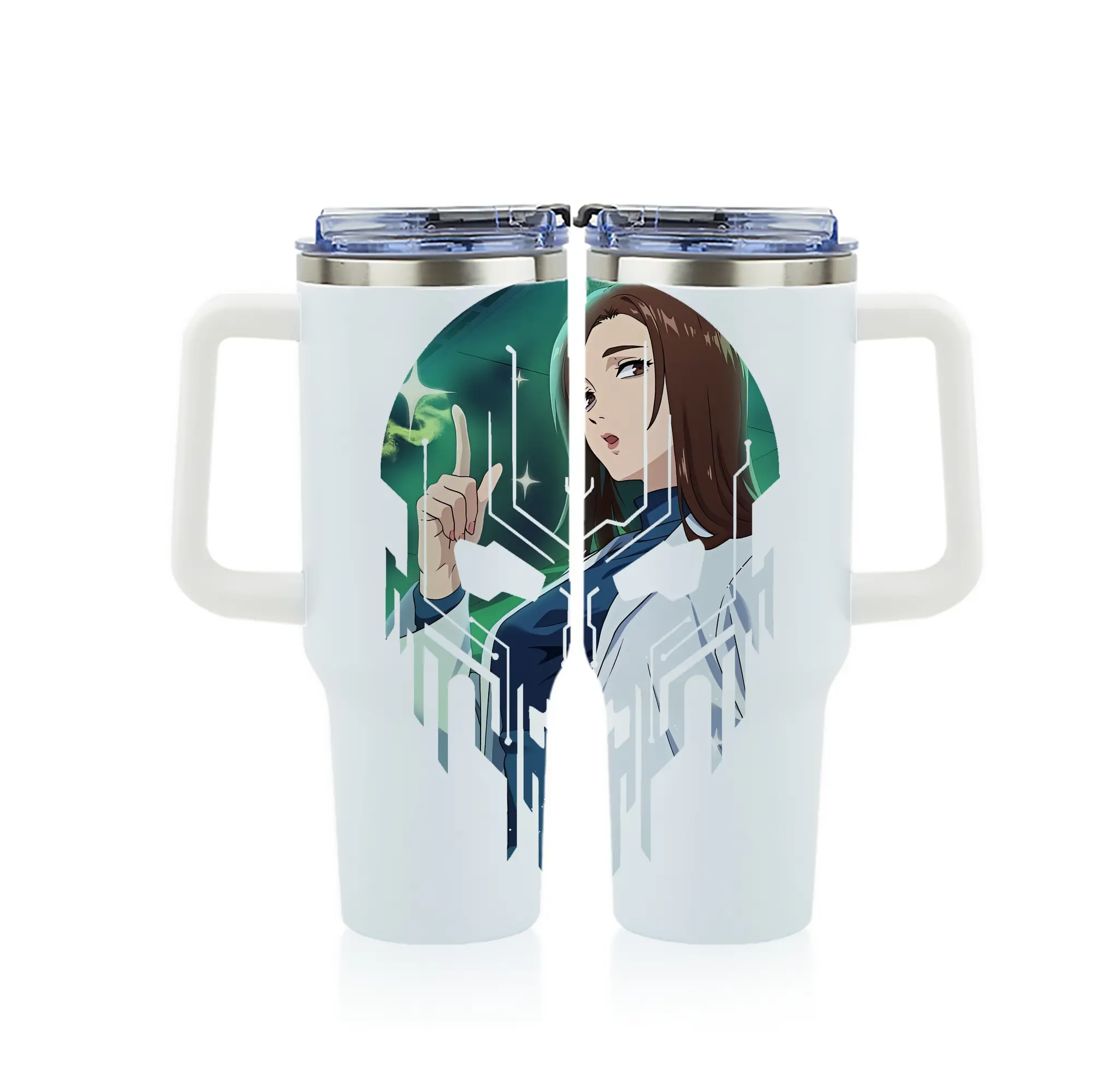 呪術廻戦 グッズ,家入 硝子 - 1200mL フルプリント車用タンブラー ・ 304ステンレス 内側 ・ 201ステンレス 外側 ・ 保温 保冷 ・ 通勤 ドライブ アウトドア用