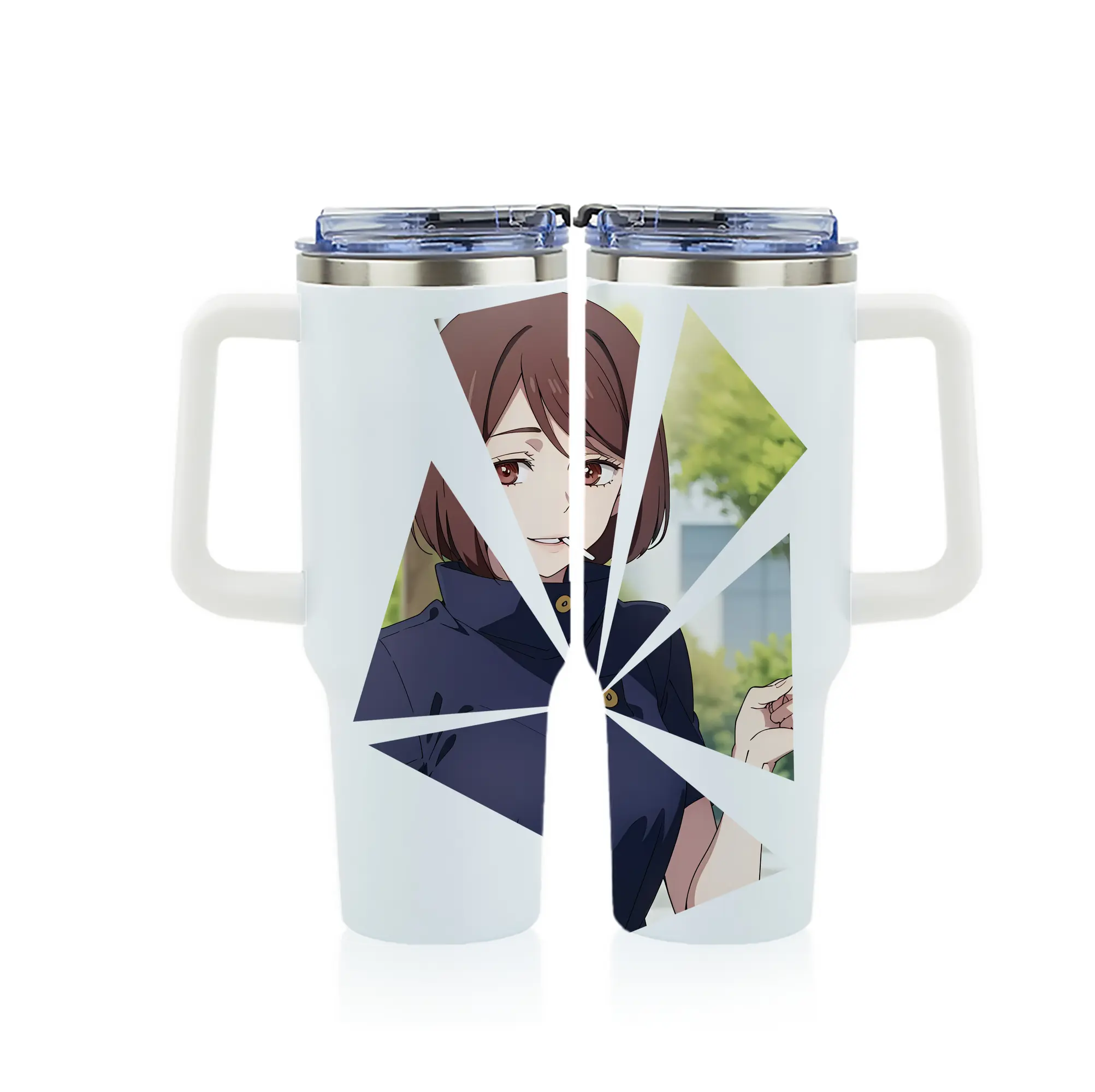 呪術廻戦 グッズ,家入 硝子 - 1200mL フルプリント車用タンブラー ・ 304ステンレス 内側 ・ 201ステンレス 外側 ・ 保温 保冷 ・ 通勤 ドライブ アウトドア用