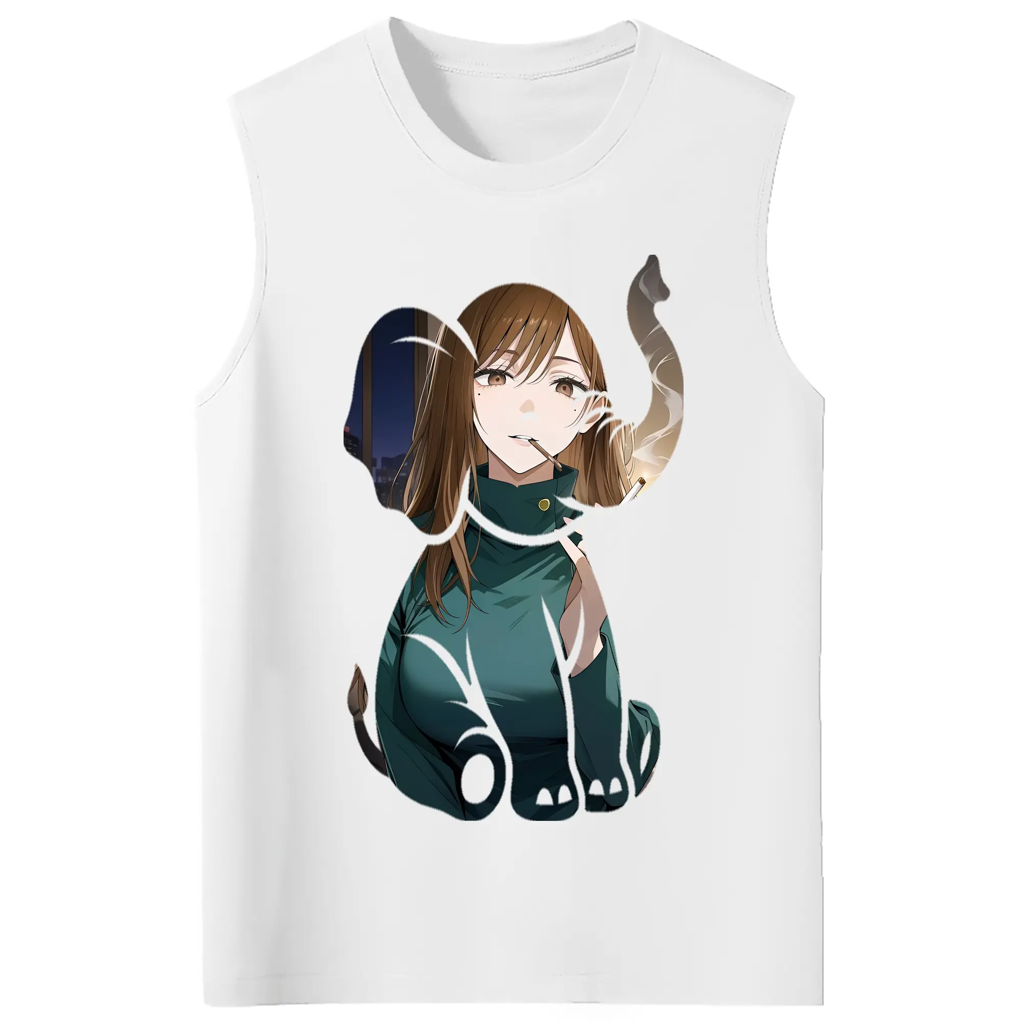 呪術廻戦 グッズ,家入 硝子 - コットン100％ タンクトップ ・ フロントプリント ・ タイトフィット ・ 快適 通気性 ・ スポーツ カジュアル 散歩用