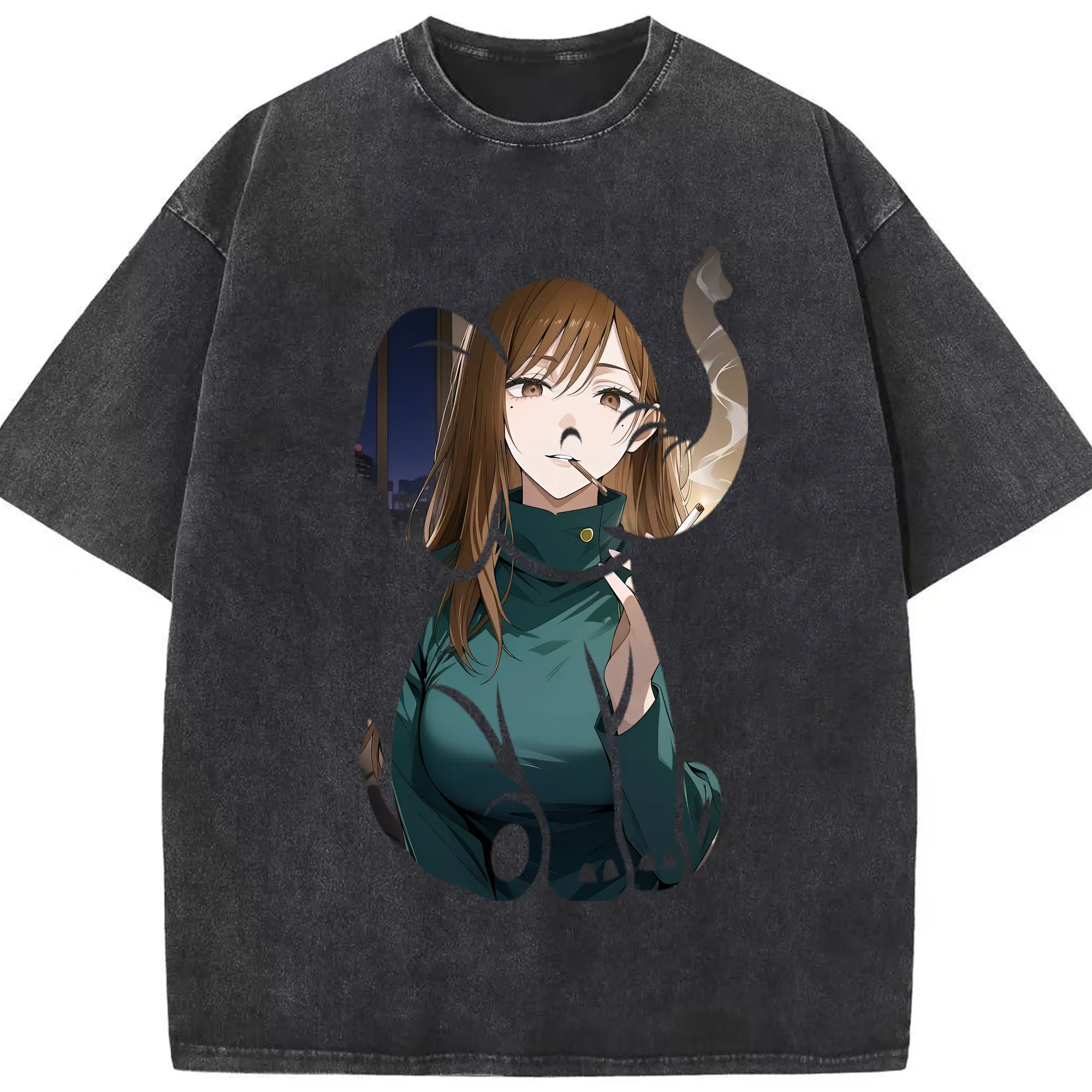 呪術廻戦 グッズ,家入 硝子 - 綿100％ ヴィンテージ風 半袖Tシャツ ・ フロントプリント ・ 柔らか肌触り ・ 通気性 快適 ・ スポーツ カジュアル 外出用