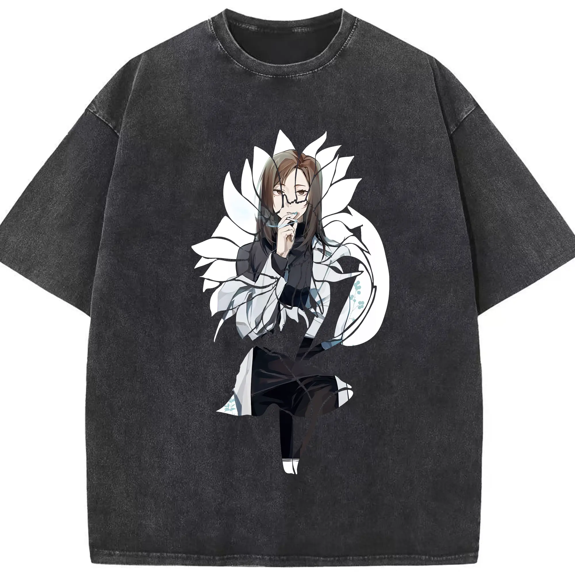 呪術廻戦 グッズ,家入 硝子 - 綿100％ ヴィンテージ風 半袖Tシャツ ・ フロントプリント ・ 柔らか肌触り ・ 通気性 快適 ・ スポーツ カジュアル 外出用