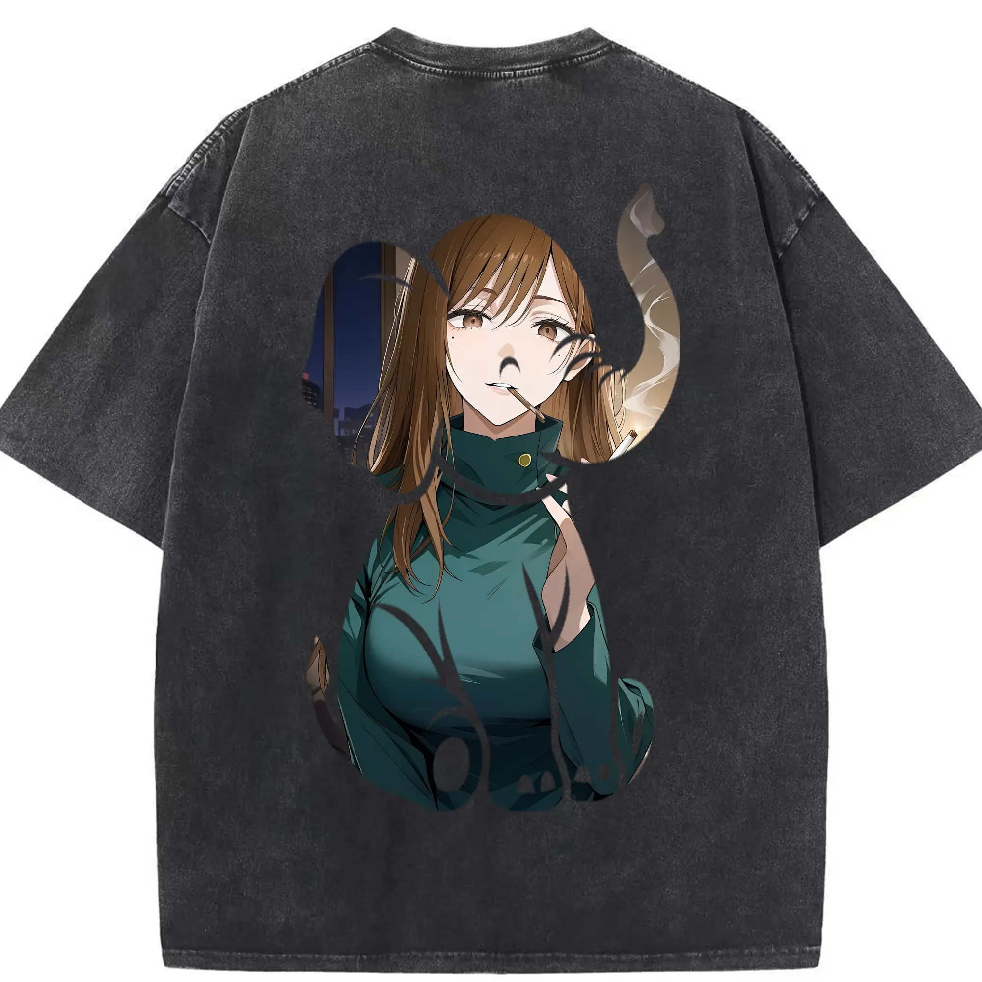 呪術廻戦 グッズ,家入 硝子 - 綿100％ ヴィンテージ風 半袖Tシャツ ・ 背面プリント ・ 柔らか肌触り ・ 通気性 快適 ・ スポーツ カジュアル 外出用