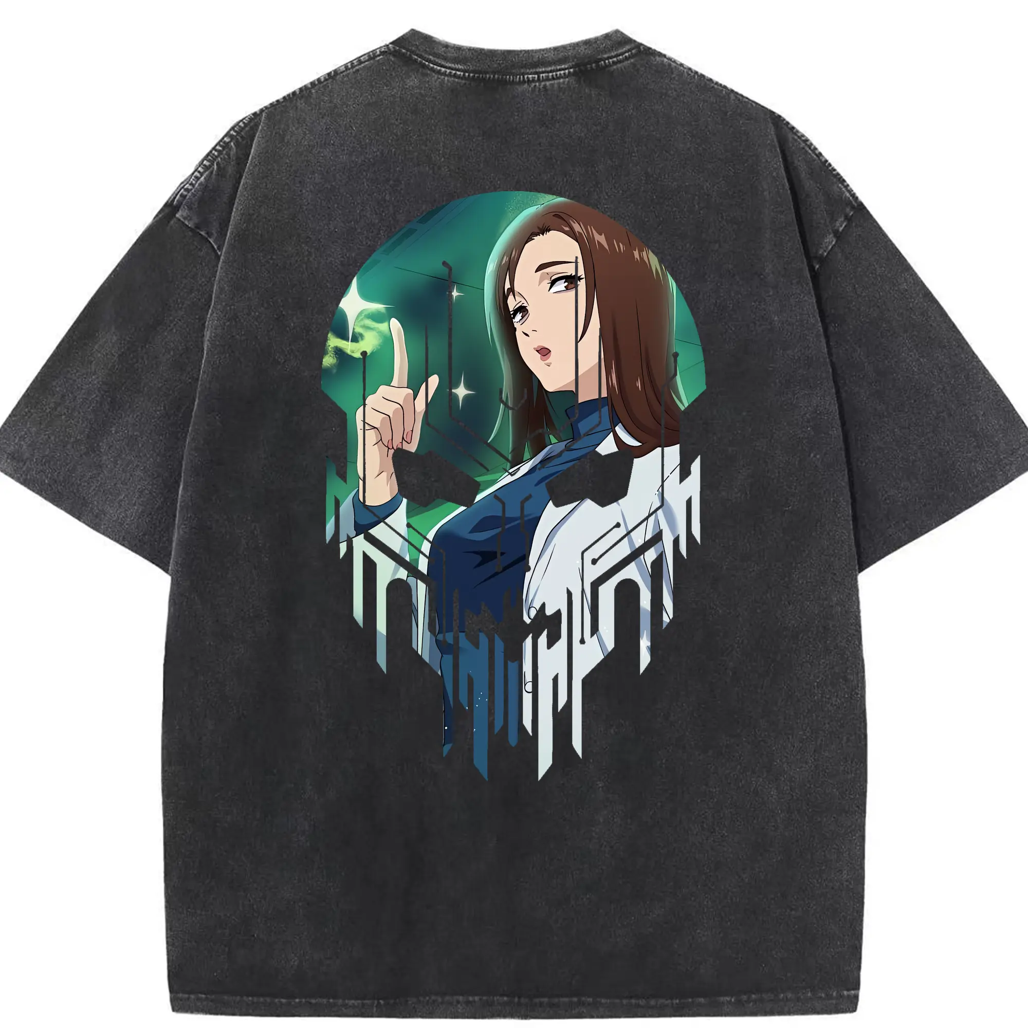 呪術廻戦 グッズ,家入 硝子 - 綿100％ ヴィンテージ風 半袖Tシャツ ・ 背面プリント ・ 柔らか肌触り ・ 通気性 快適 ・ スポーツ カジュアル 外出用