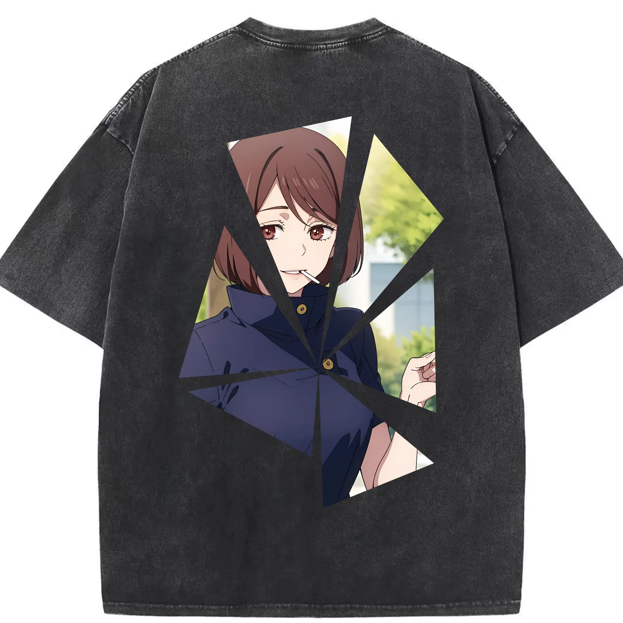 呪術廻戦 グッズ,家入 硝子 - 綿100％ ヴィンテージ風 半袖Tシャツ ・ 背面プリント ・ 柔らか肌触り ・ 通気性 快適 ・ スポーツ カジュアル 外出用