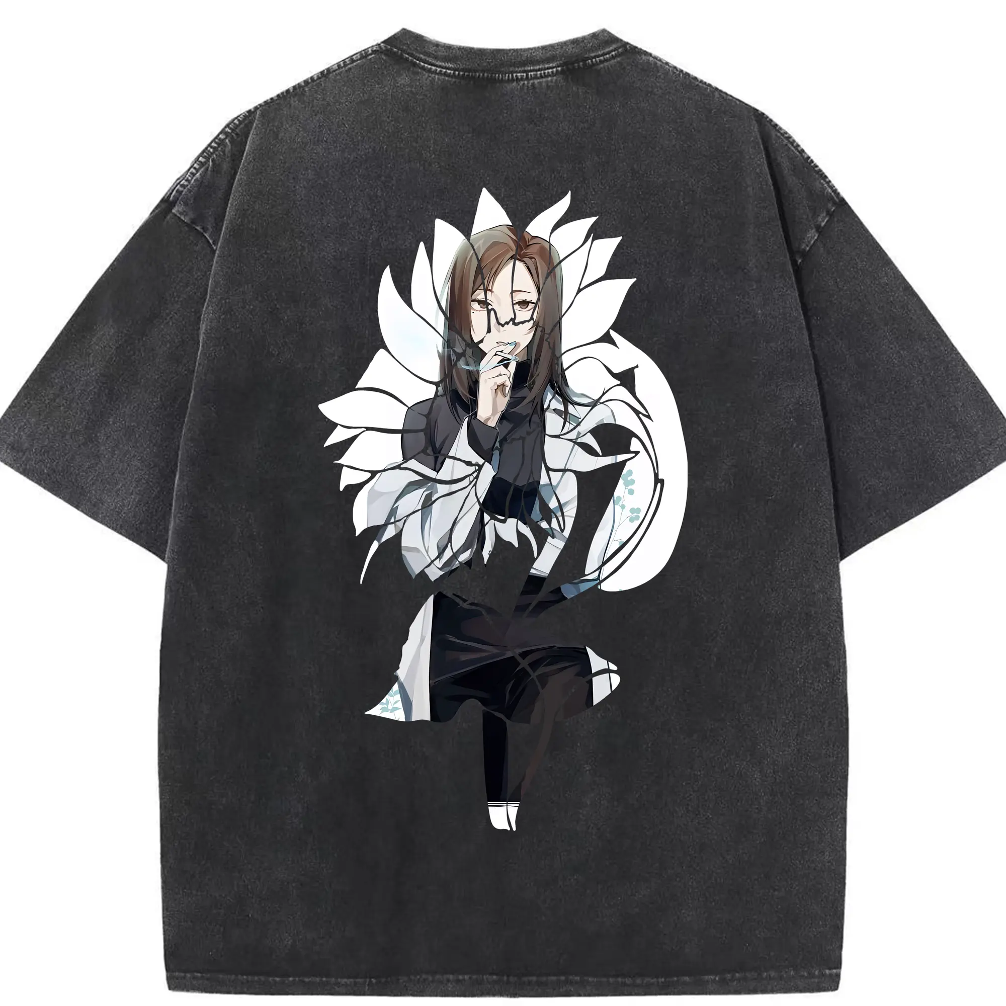 呪術廻戦 グッズ,家入 硝子 - 綿100％ ヴィンテージ風 半袖Tシャツ ・ 背面プリント ・ 柔らか肌触り ・ 通気性 快適 ・ スポーツ カジュアル 外出用